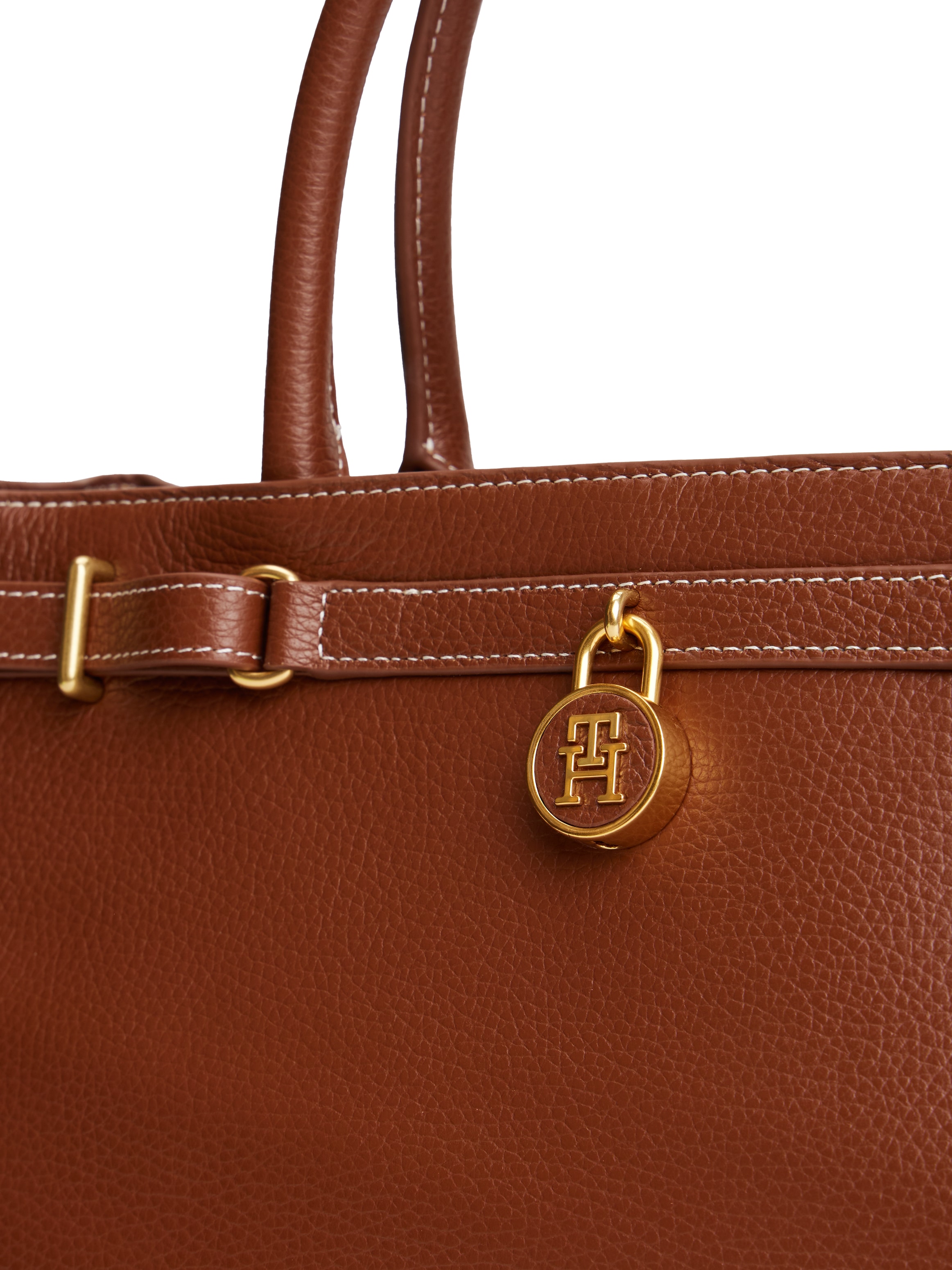 Tommy Hilfiger Tragetasche »AMERICAN ICON TOTE LEATHER«, Damen Handtasche, Schultertasche mit TH-Schloß-Schmuckelement