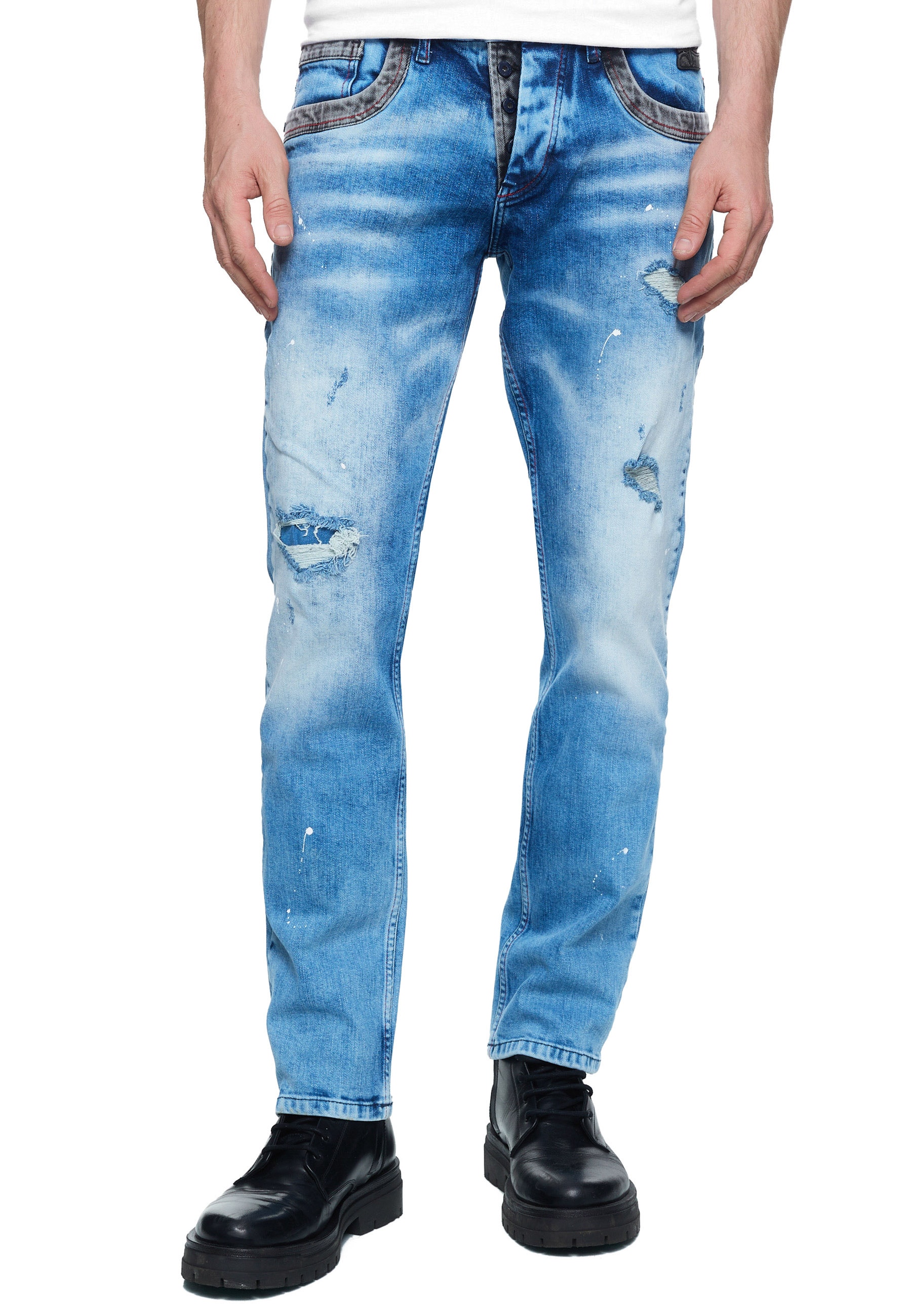 Straight-Jeans »YOKOTE«, mit farblich abgesetzten Details