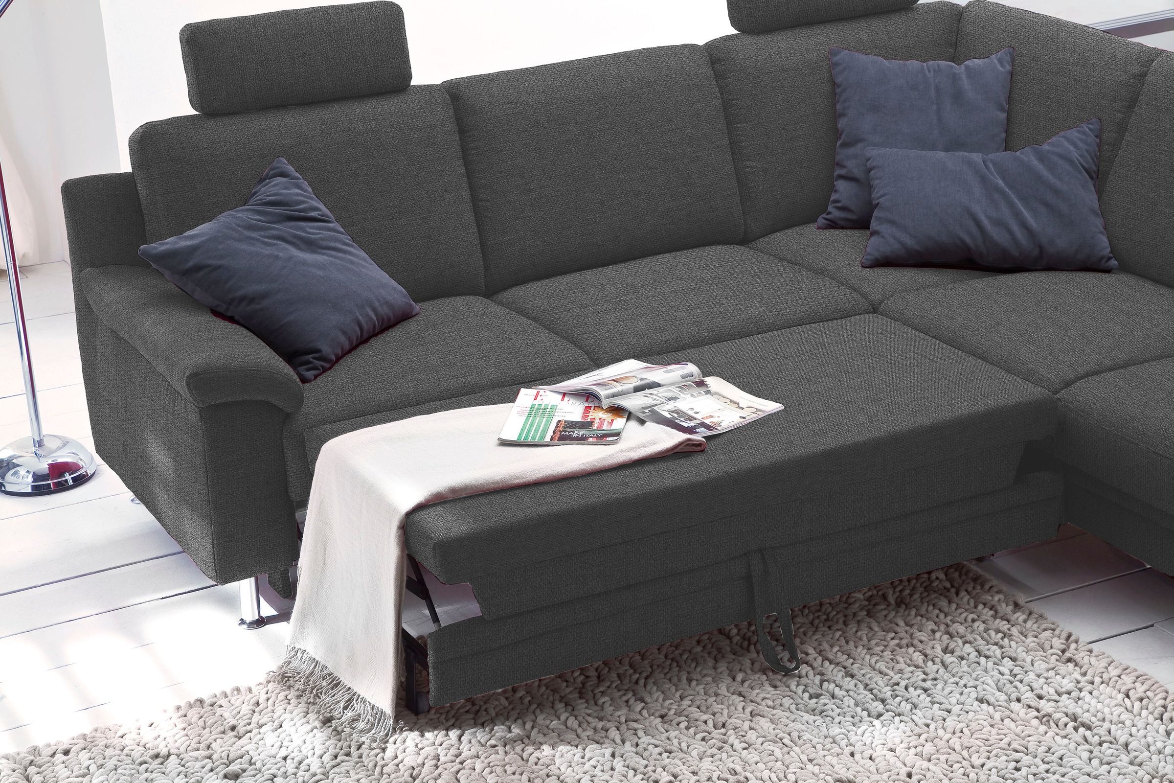 3C Carina Ecksofa »Korfu L-Form«, incl.- 1 Kopfstütze, wahlweise mit Schlafunktion und Stauraum