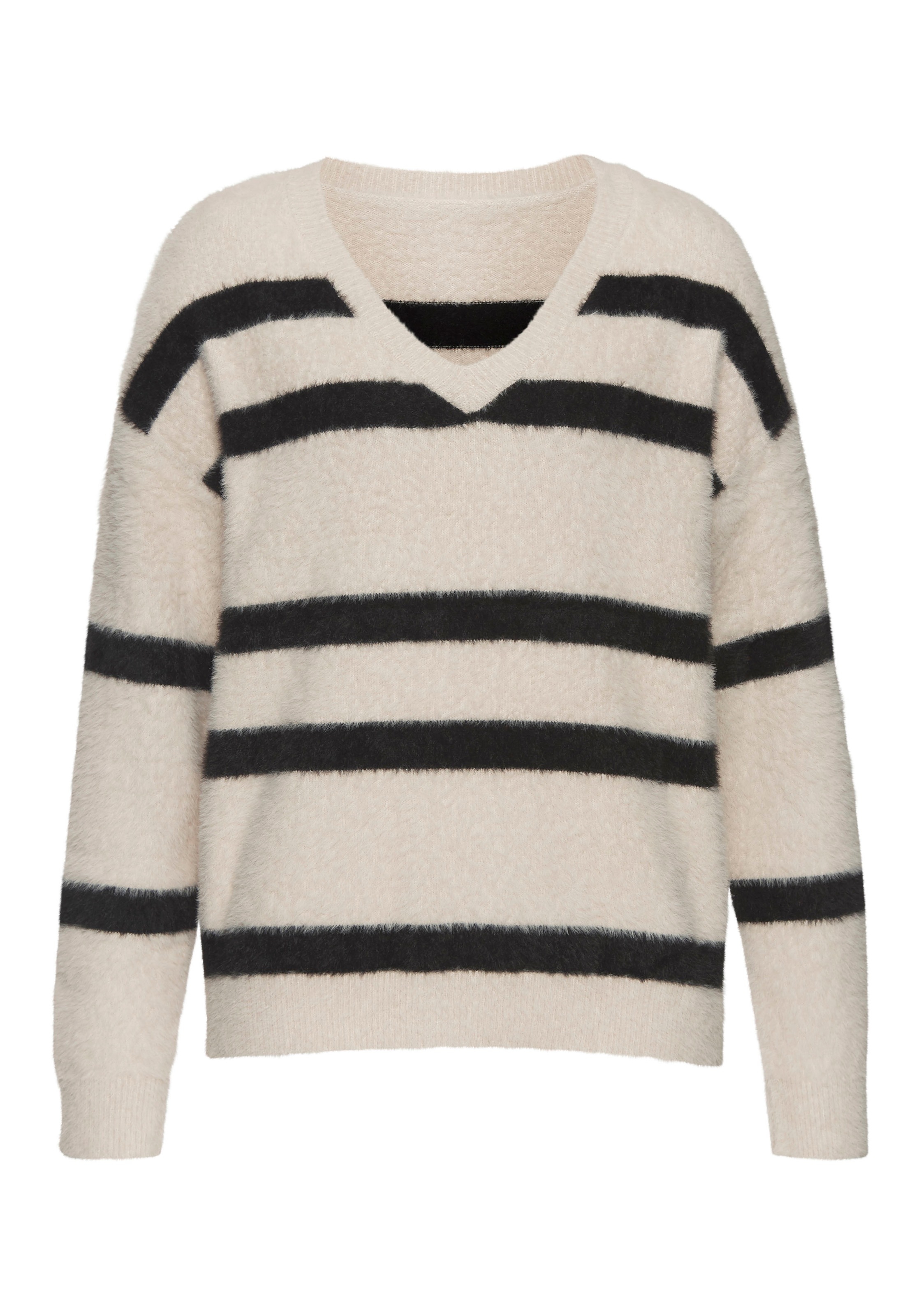 LASCANA Streifenpullover "Amira" aus kuschelweichem Strick, V-Ausschnitt, S günstig online kaufen