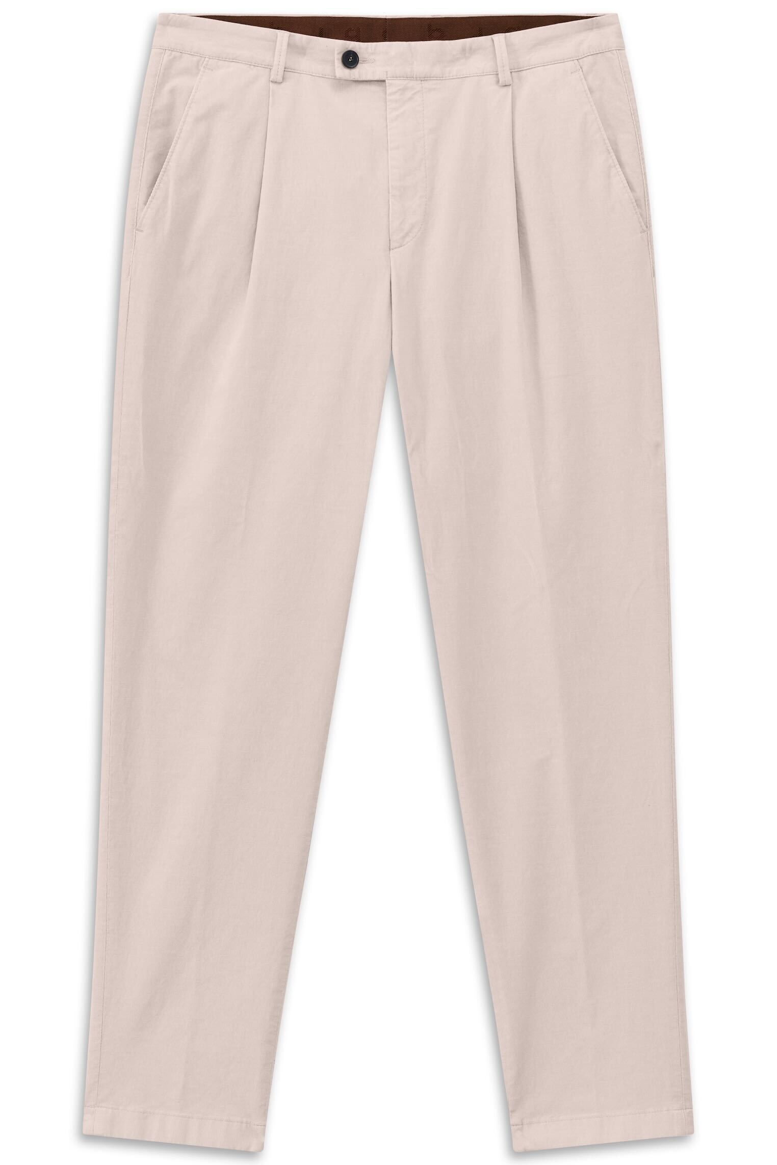 Bundfaltenhose BUGATTI "Tapered Fit", Herren, Gr. 34, Länge 30, 10, weiß, 97% Baumwolle, 3% Elasthan, unifarben, gerade, unten schmal, Hosen, aus Luxury Pima Cotton Feincord 2