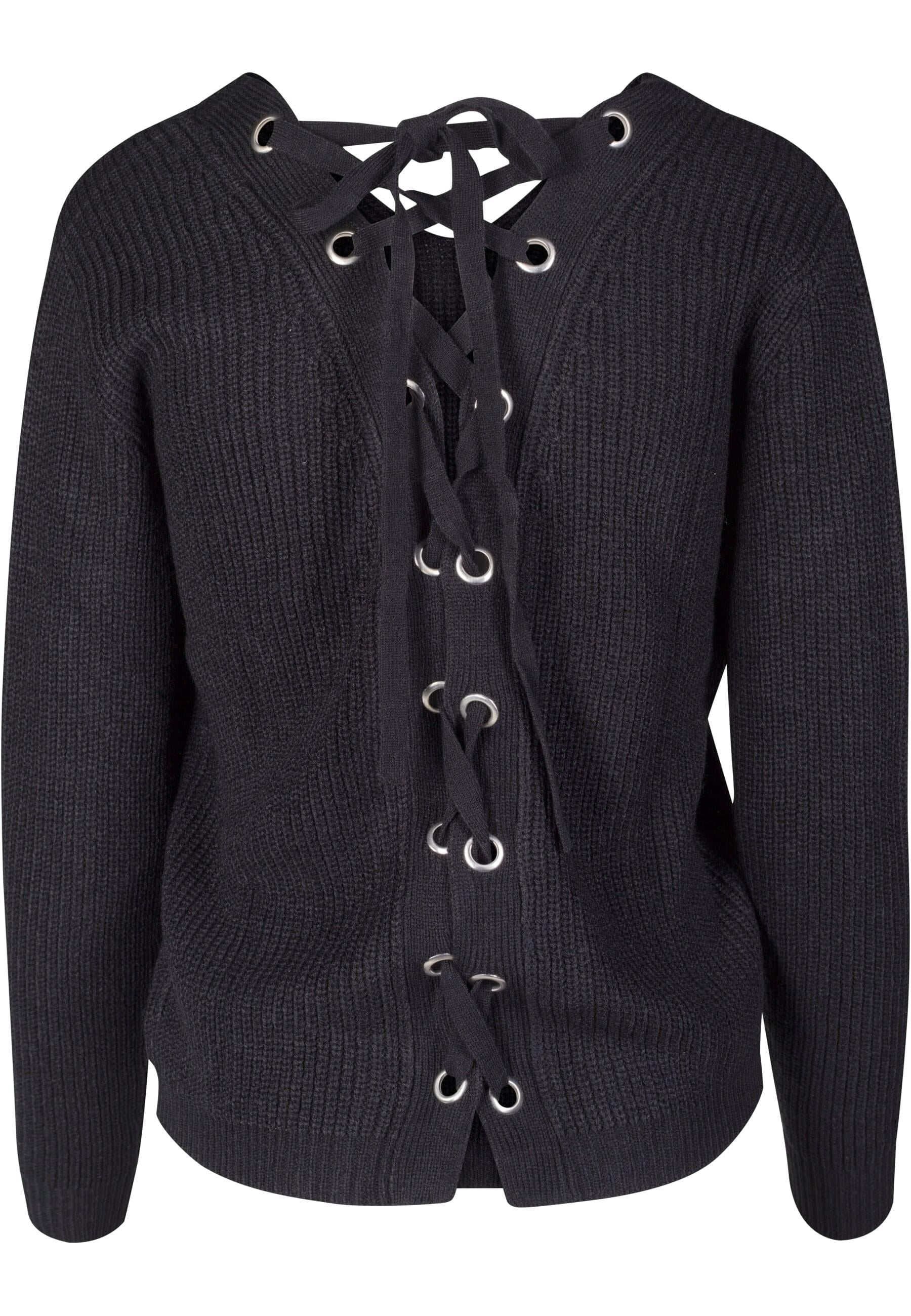 URBAN CLASSICS Rundhalspullover »Urban Classics Damen Ladies Back Lace Up Sweater«