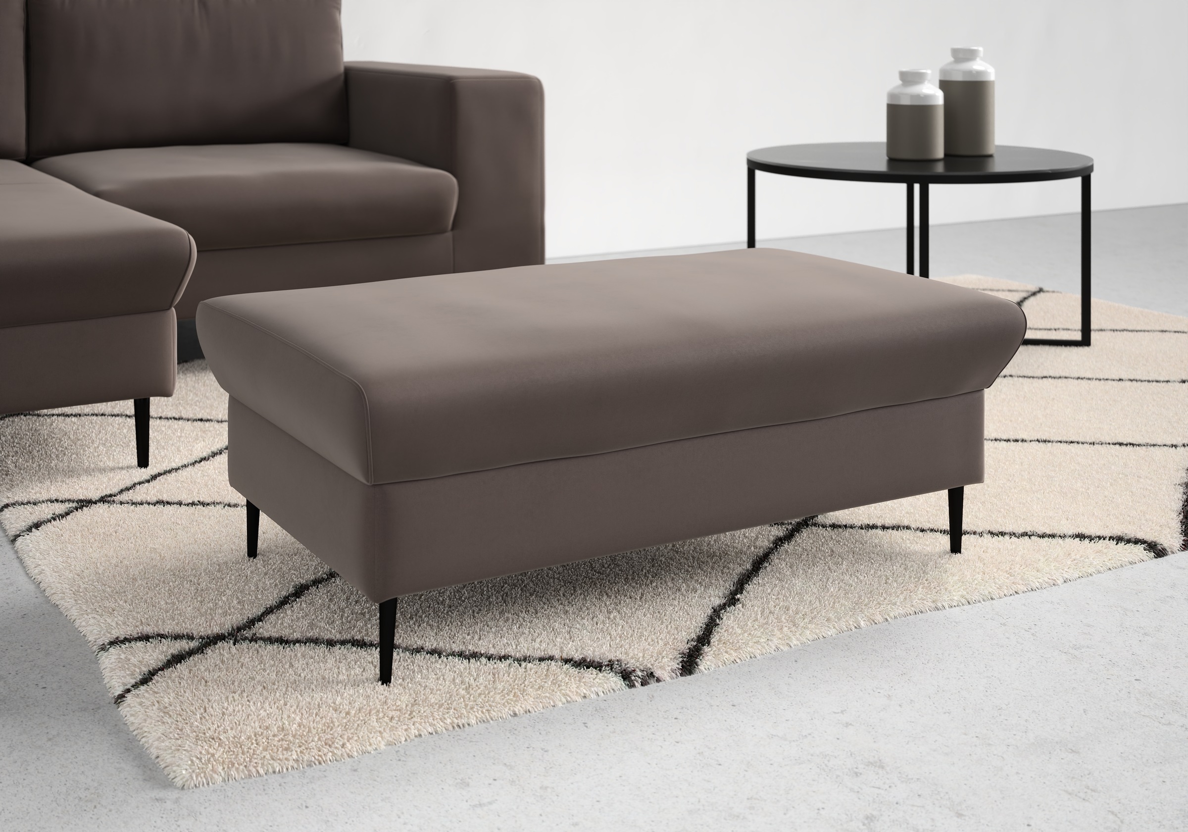 DOMO collection Sitzhocker "Modica" Auch in Cord, Fußhöhe passend für gängige Saugroboter