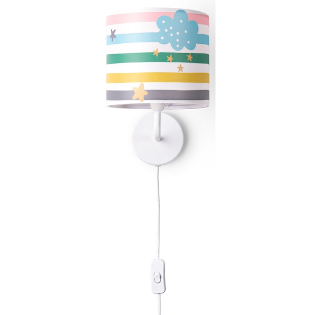 Paco Home Wandleuchte »Tweet 462«, 1 flammig-flammig, Lampe Kinderzimmer  Stecker âˆ…18cm Streifen Regenbogen Bunt E14 | BAUR