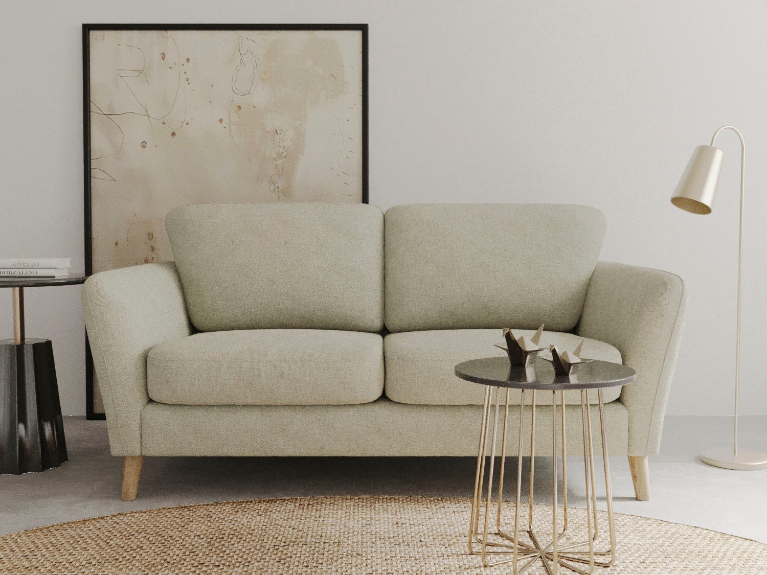 2-Sitzer HOME AFFAIRE "MARSEILLE Kompaktsofa 170 cm, Cord, Flachgewebe, Struktur, Webstoff", beige, B:170cm H:88cm T:90cm, Struktur fein (58% Polyester, 22% Polypropylen);Filzoptik (100% Polyester);Webstoff (100% Polyester), Sofas, Massivholzbeine Eiche, 