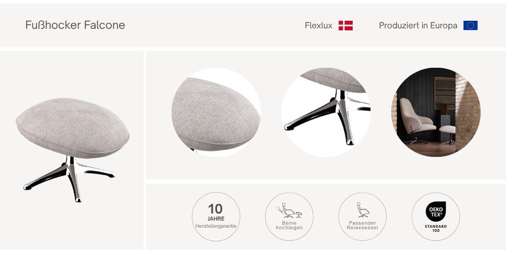 FLEXLUX Fußhocker "Falcone, Fußstütze zum Loungen, Entspannung der Extrakla günstig online kaufen