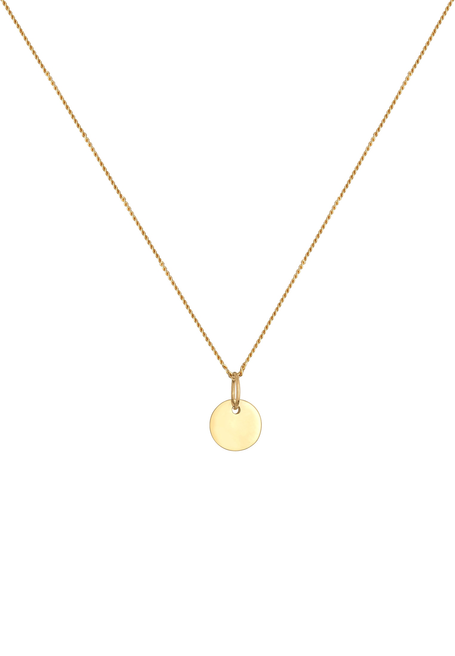 Elli Premium Kette mit Anhänger »Plättchen Coin Rund 585 Gelbgold (14 Karat)«