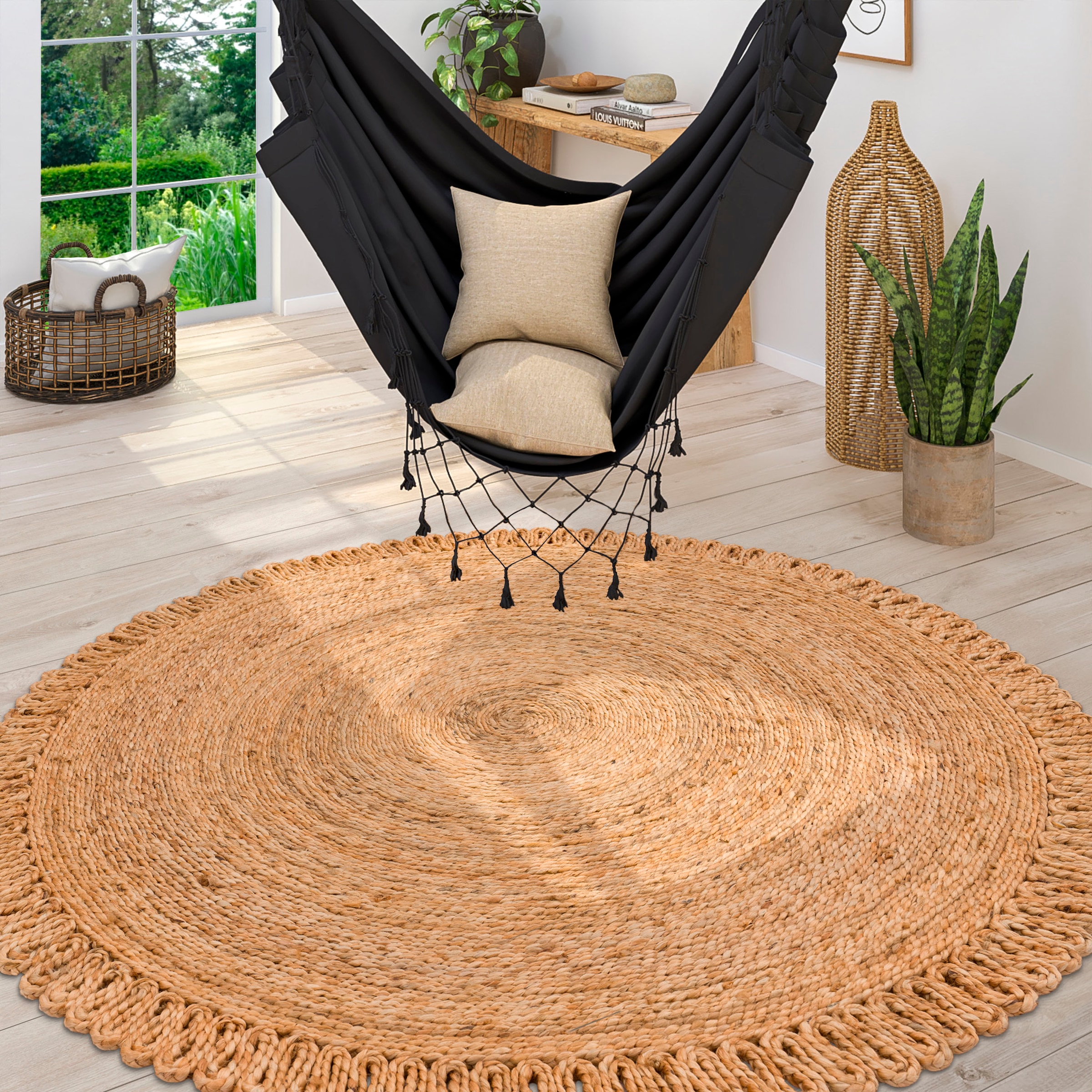 Teppich »Viborg 596«, rund, handgefertigter Natur-Teppich, Jute, Modern, Boho, Ethno