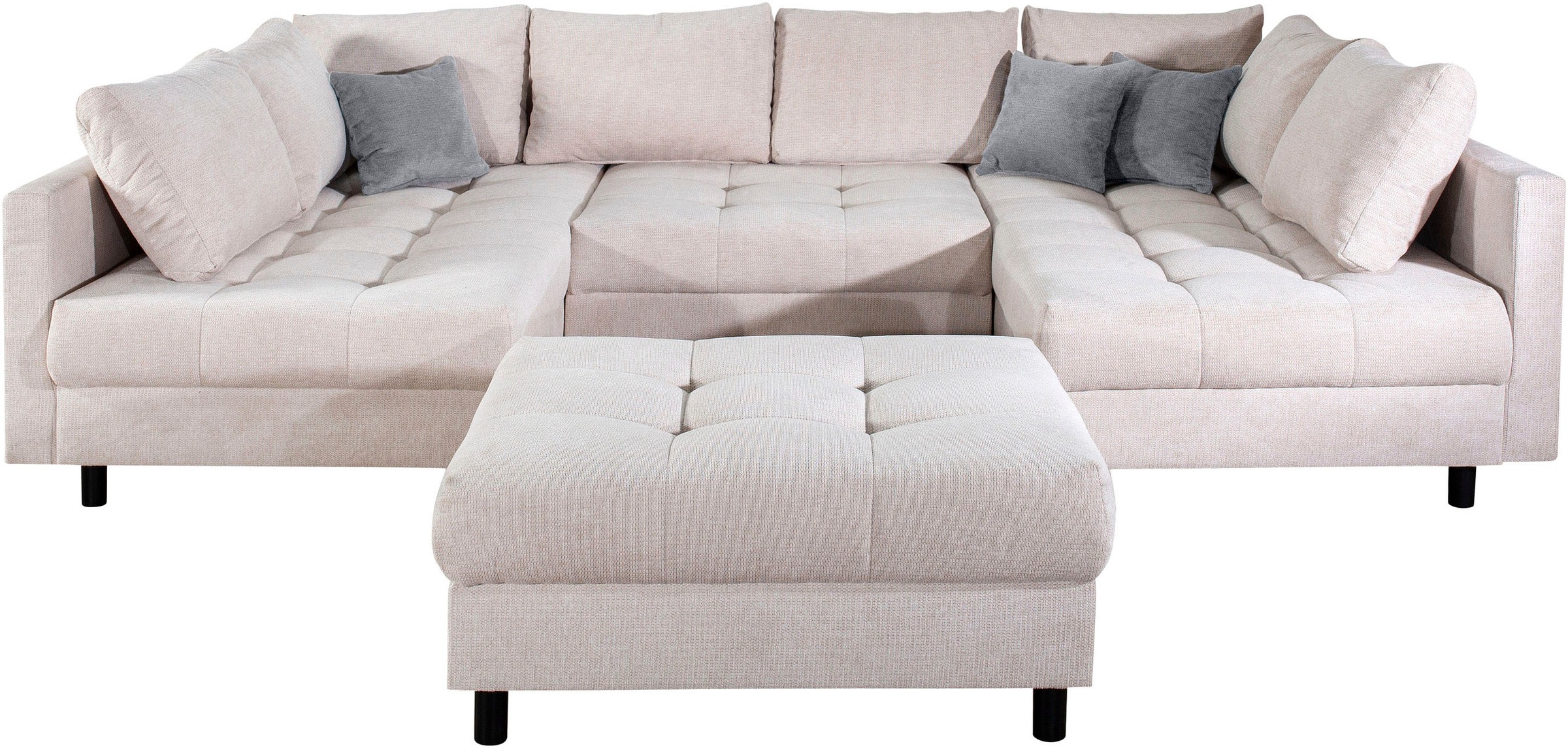 Home affaire Wohnlandschaft "Toni U-Form, B: 298 cm", mit Hocker & 3 Zierki günstig online kaufen
