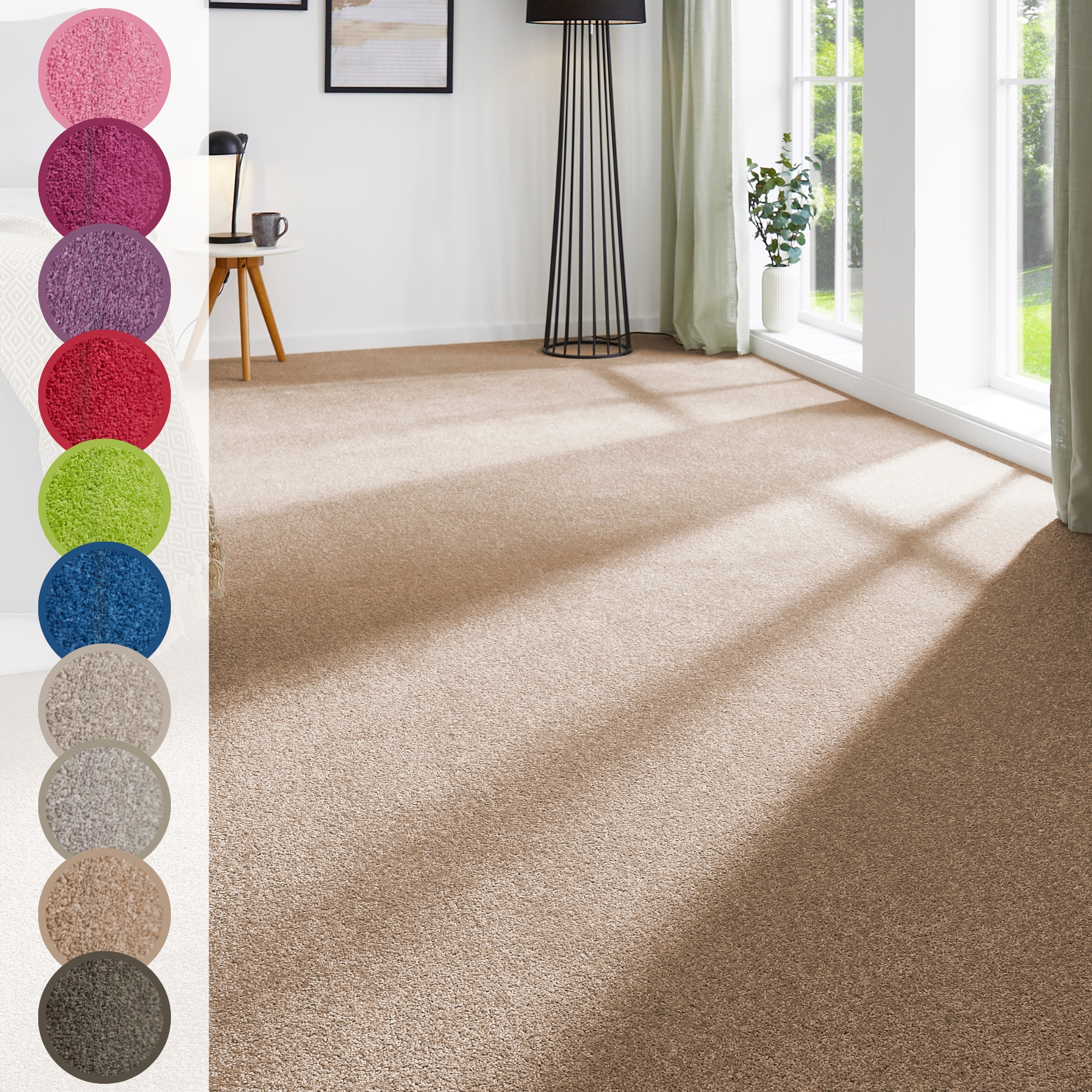Andiamo Teppichboden "Ines, Kräuselvelours, Gesamthöhe 8,5 mm, Luxusklasse LC2" rechteckig Uni Farben, Breite 400 cm, strapazierfähig & pflegeleicht