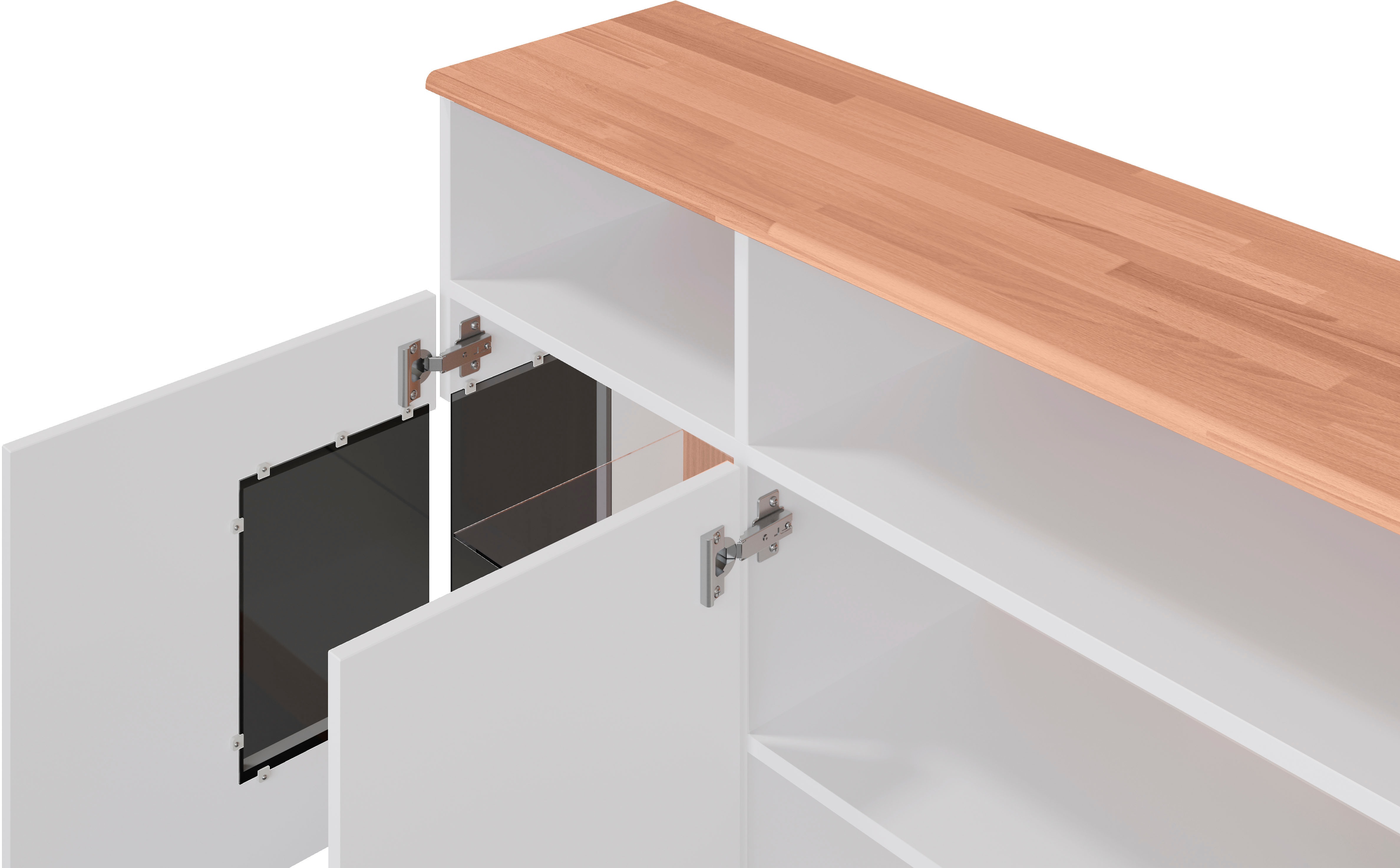Thumbnail - Home affaire Sideboard "Ribe,180cm breit,Oberplatte aus Massivholz, 9 Fächer ohne Beleuchtung" Oberplatte Massivholz,sch...
