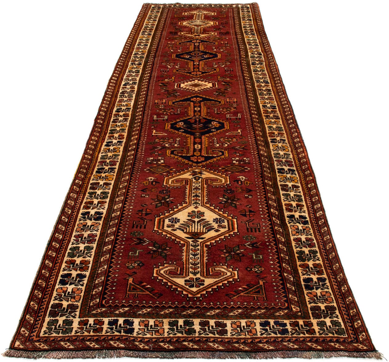 morgenland Hochflor-Läufer "Shiraz Medaillon Marrone 382 x 103 cm", rechteckig, 10 mm Höhe, Unikat mit Zertifikat