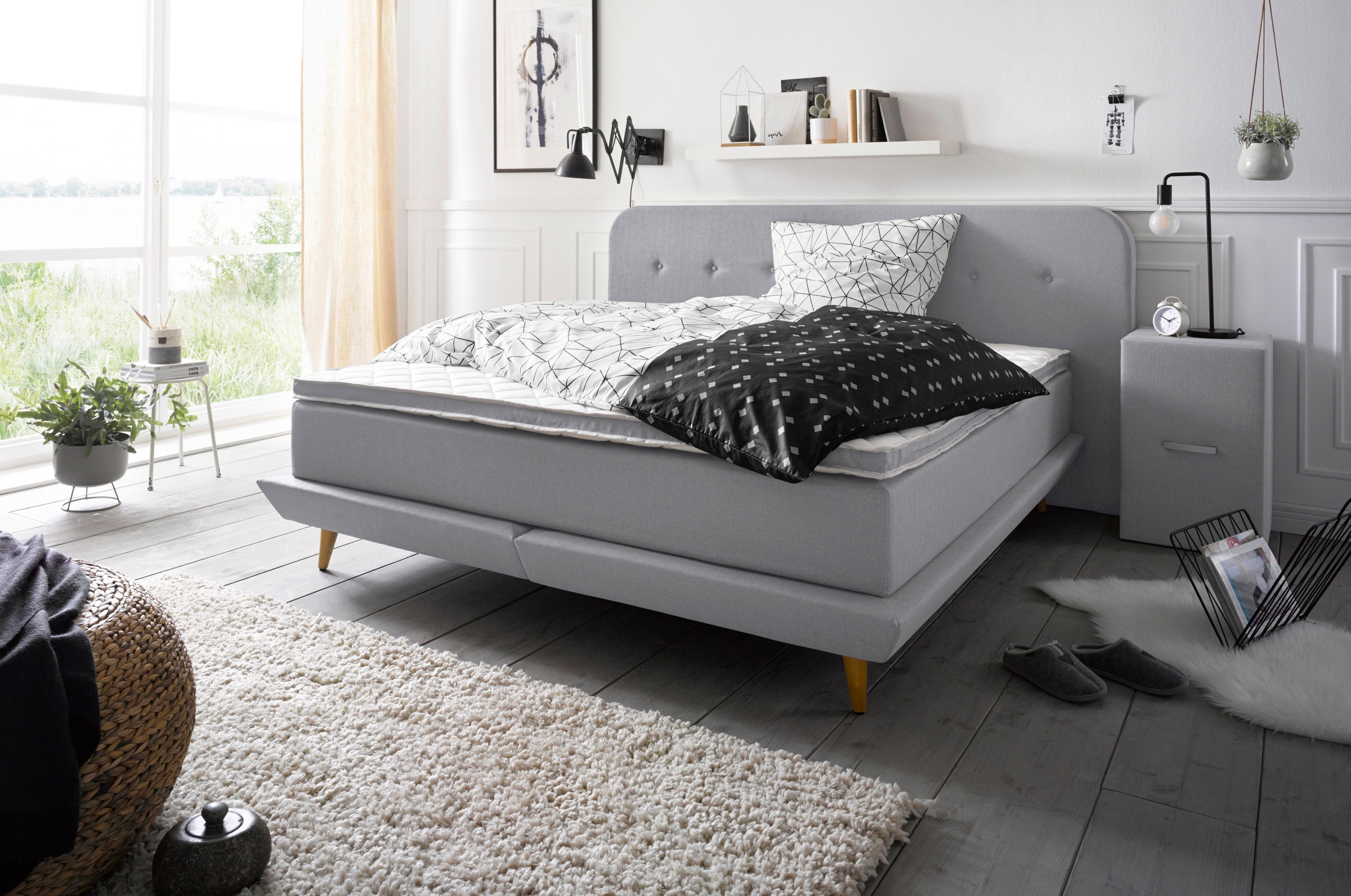 andas Boxspringbett »Premium«, Steppung mit Knopfheftung, inkl. Topper