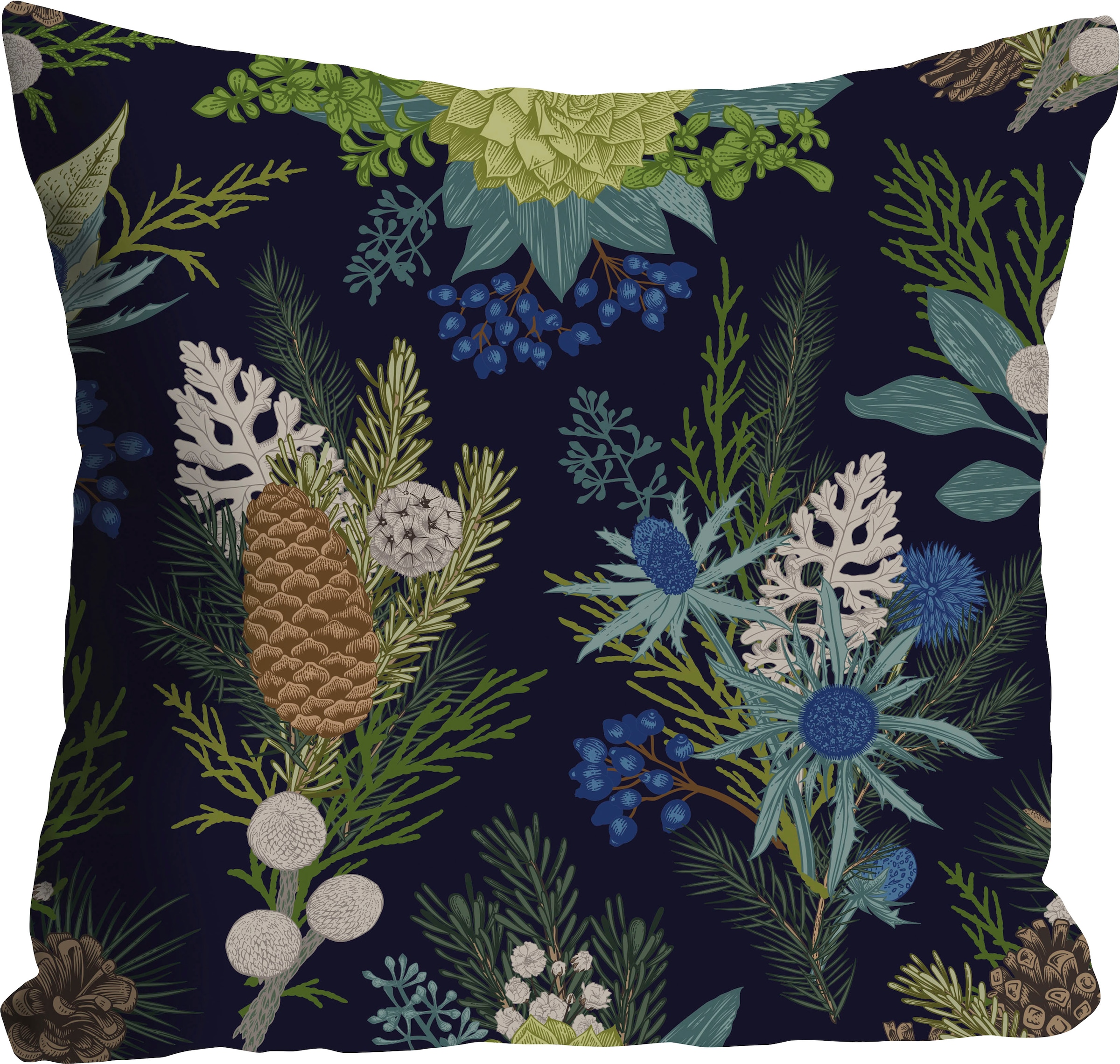 queence Dekokissen "Camilla" Kissenhülle,Blumen,Pflanzen,Tannenzapfen,Natur günstig online kaufen