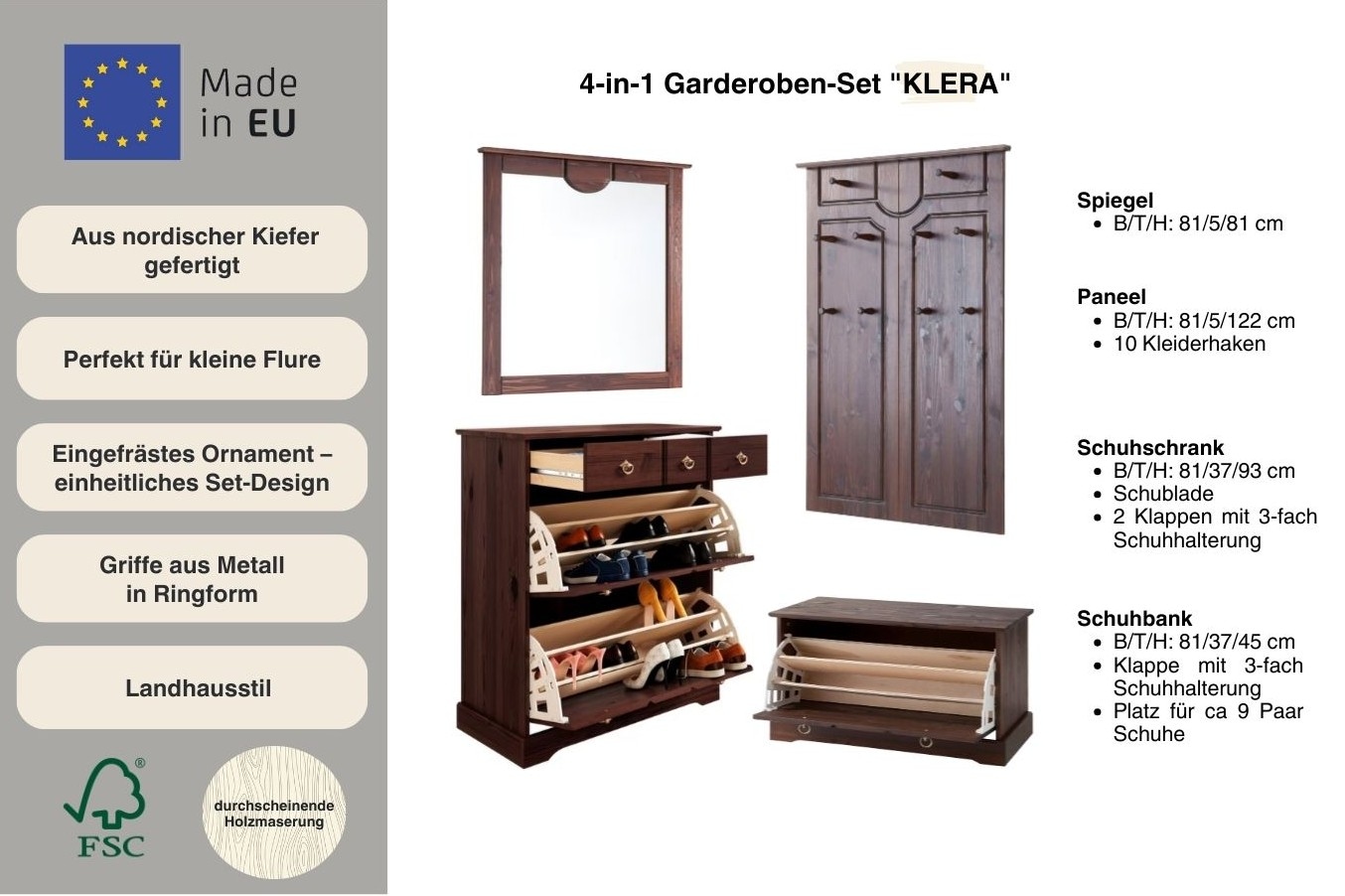 OTTO home Garderoben-Set »Klera« Set, 4 Stk. tlg.