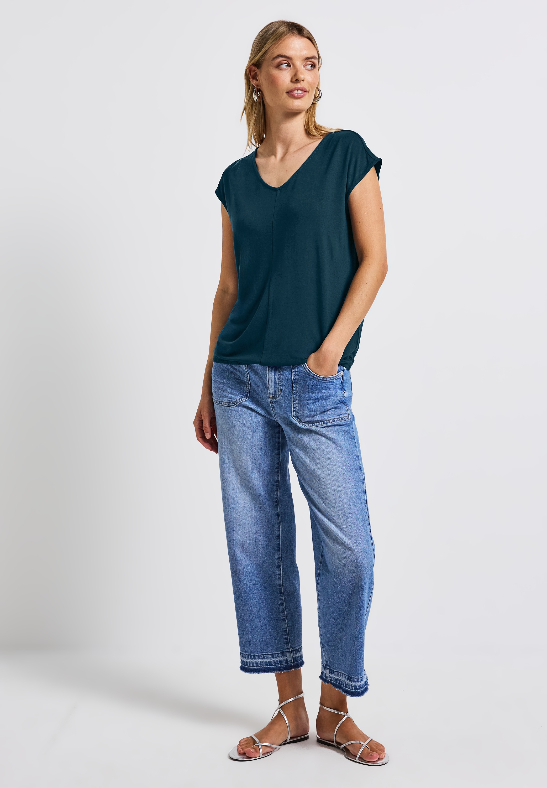 STREET ONE T-Shirt, bestehend aus einem Materialmix