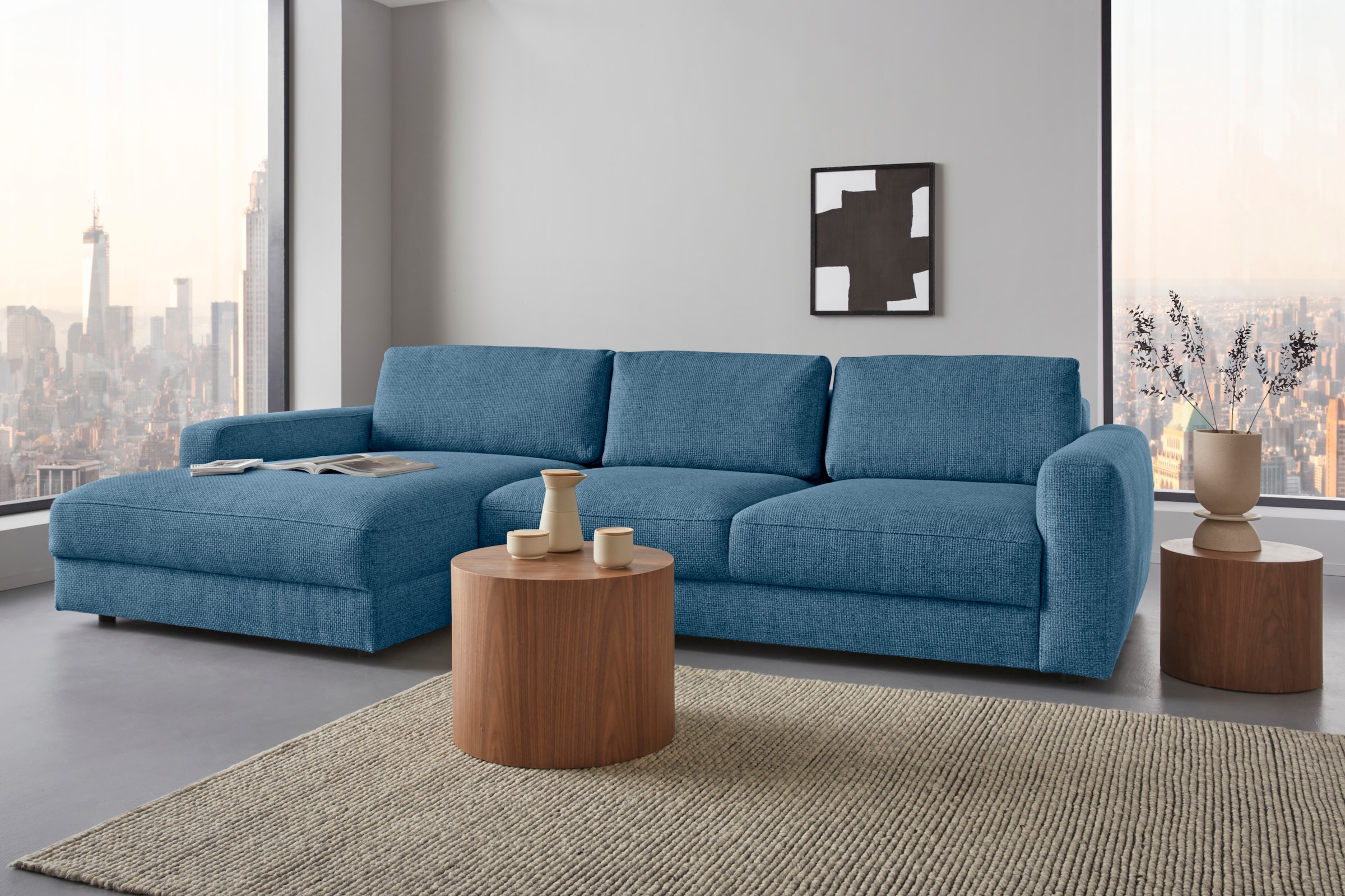 Places of Style Ecksofa »Bloomfield, L-Form«, extra tiefe Sitzfläche, wahlweise mit Sitztiefenverstellung