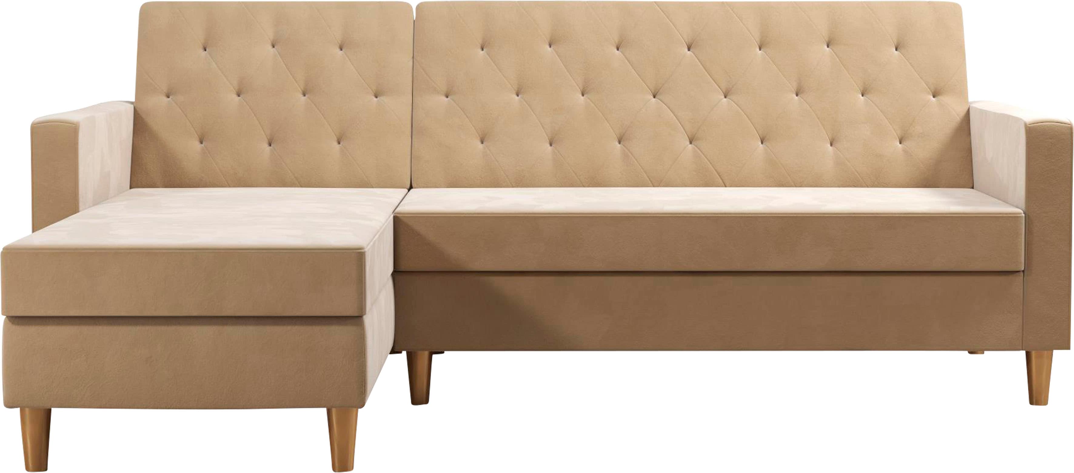 Dorel Home Ecksofa "Liberty, L-Form," mit Schlafffunktion, Recamiere beidseitig montierbar, Sitzhöhe 43 cm