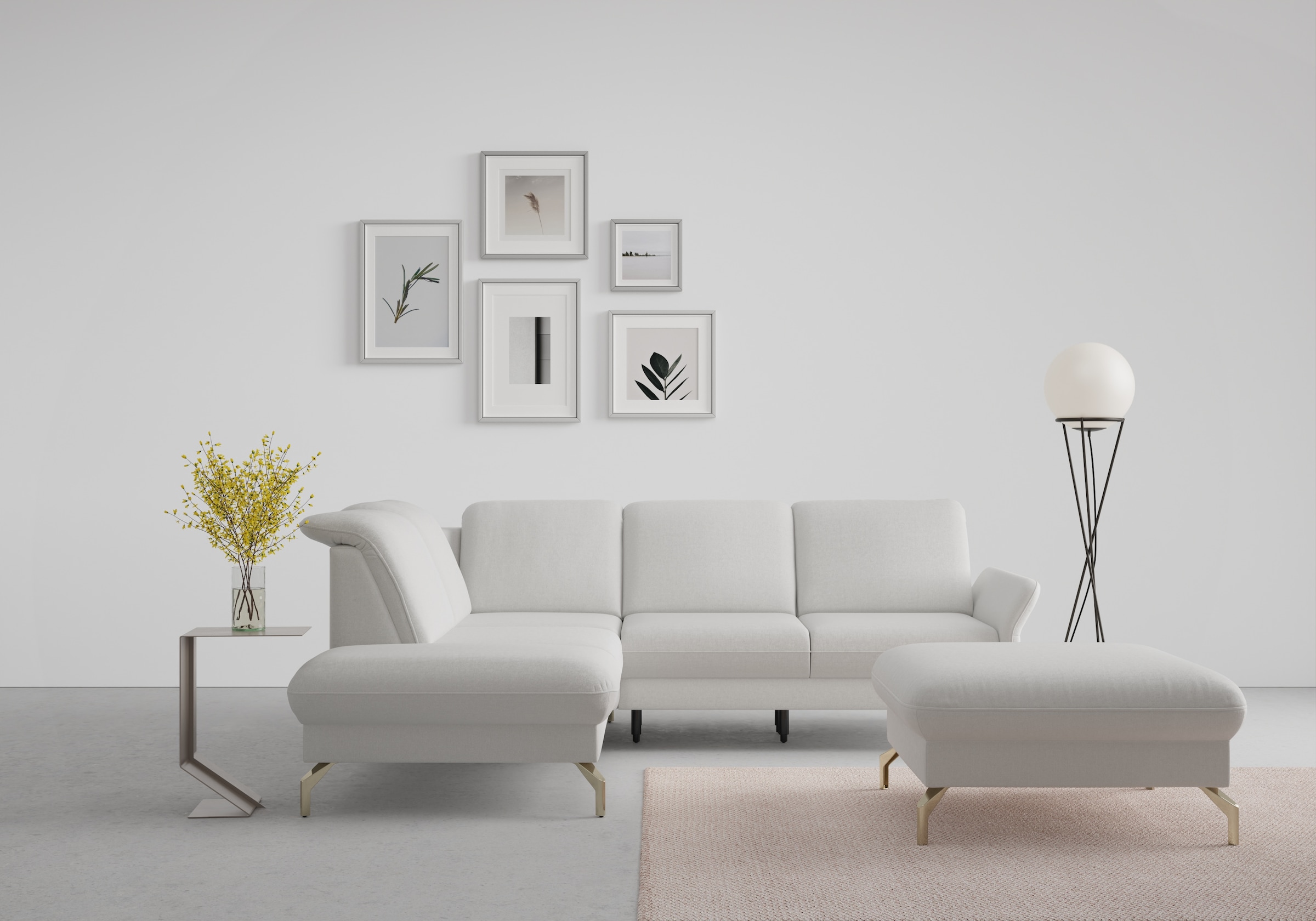 sit&more Ecksofa "Fashion L-Form" wahlweise mit Kopfteilverstellung, Vorziehsitz, motorisch, Nickelfüße