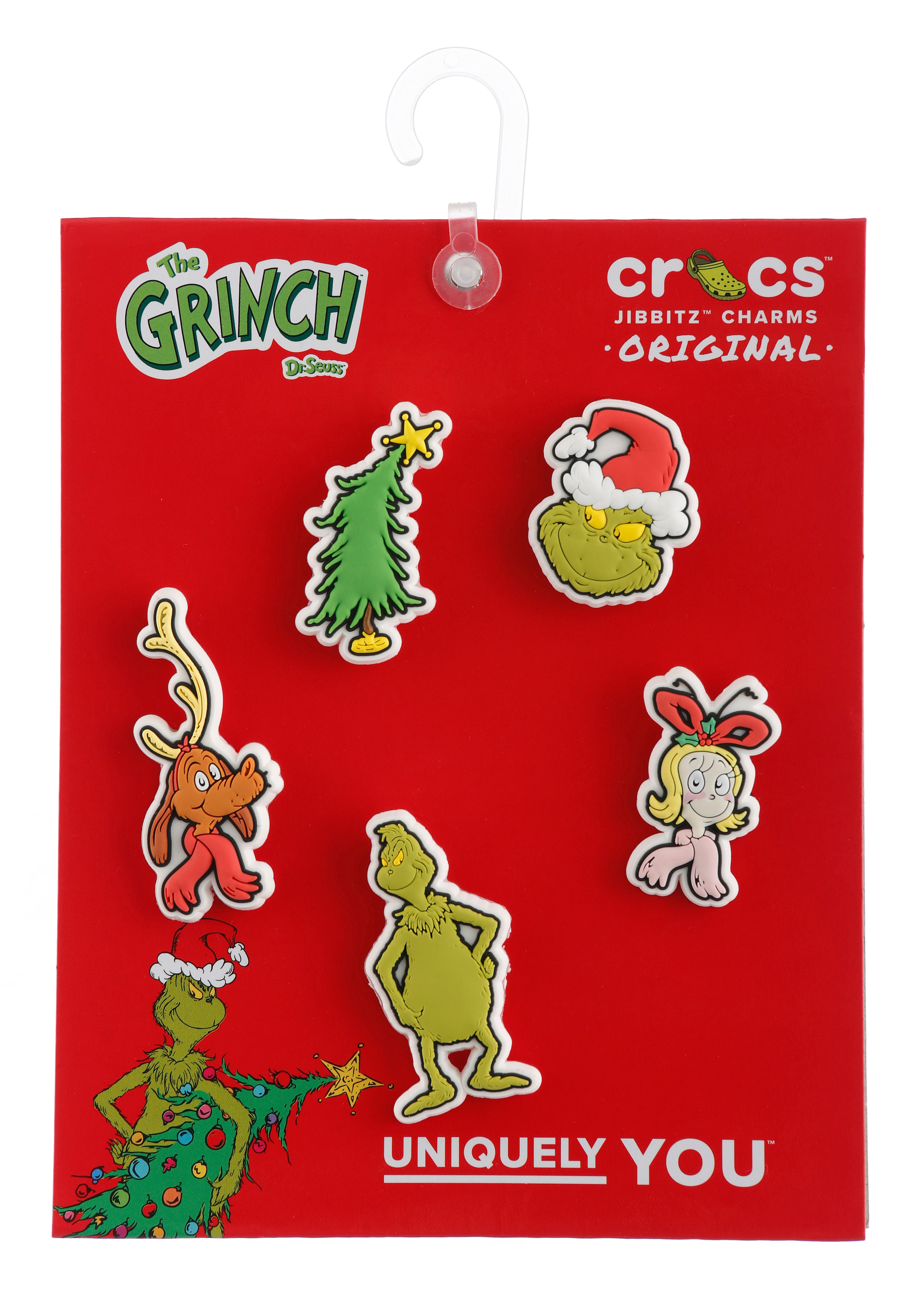 Crocs Schuhanstecker »Jibbitz™ The Grinch« Set, Kein Spielzeug. Nicht für Kinder unter 3 Jahren geeignet, 5 Stk. tlg. Charm Anstecker mit Grinch Motiven