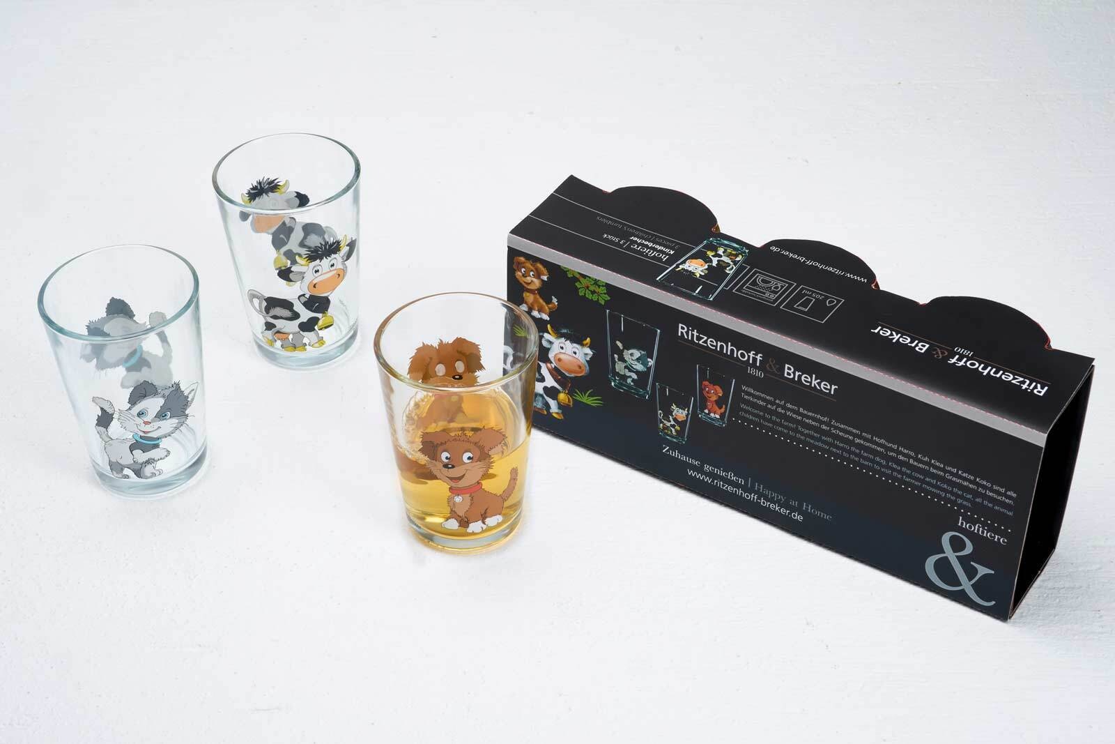 Thumbnail - Ritzenhoff & Breker Kinderbecher "Kindergläser Hoftiere 205 ml 24er Set bunt"