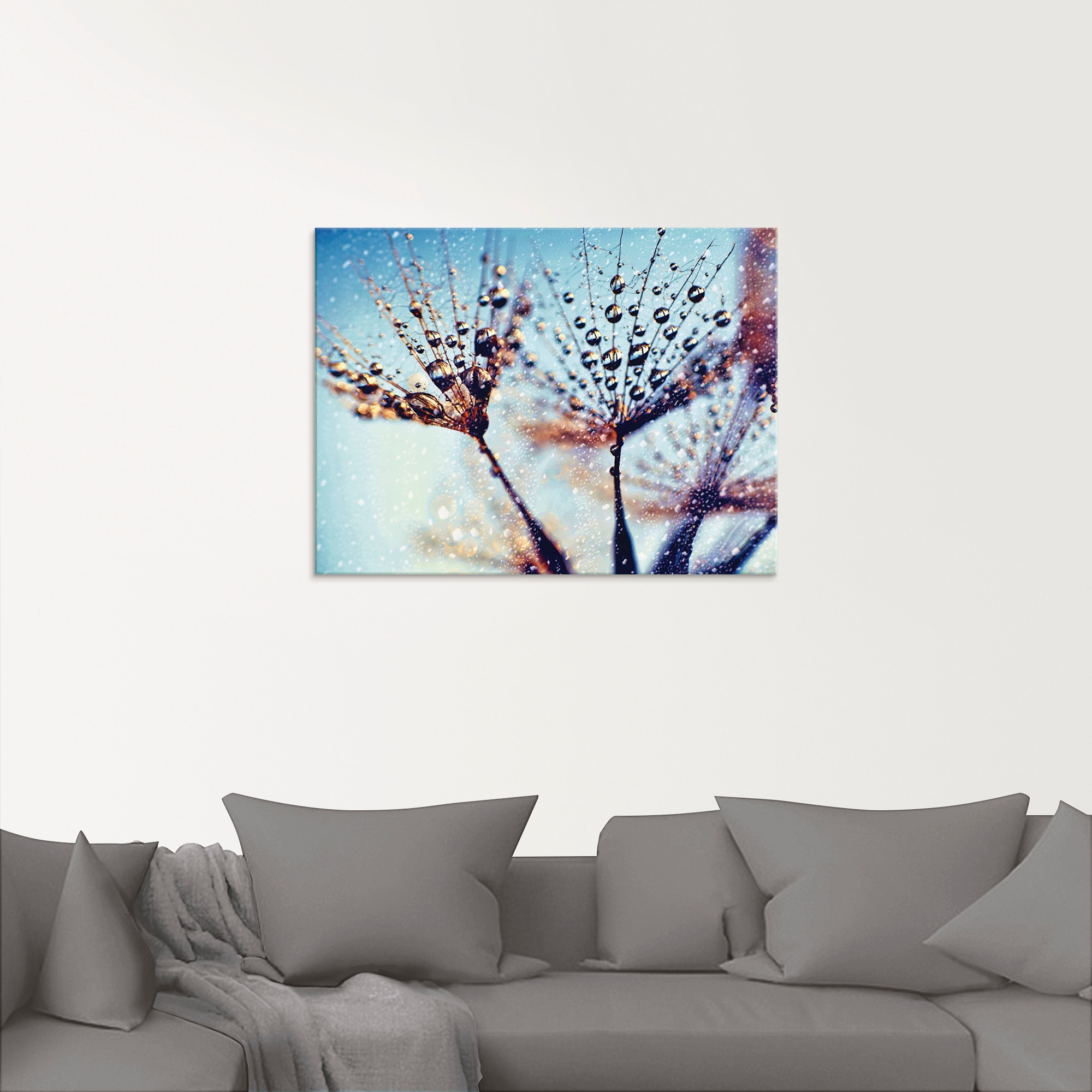 Artland Glasbild »Pusteblume Regen abstrakt«, Blumen, (1 St.), in verschiedenen Größen