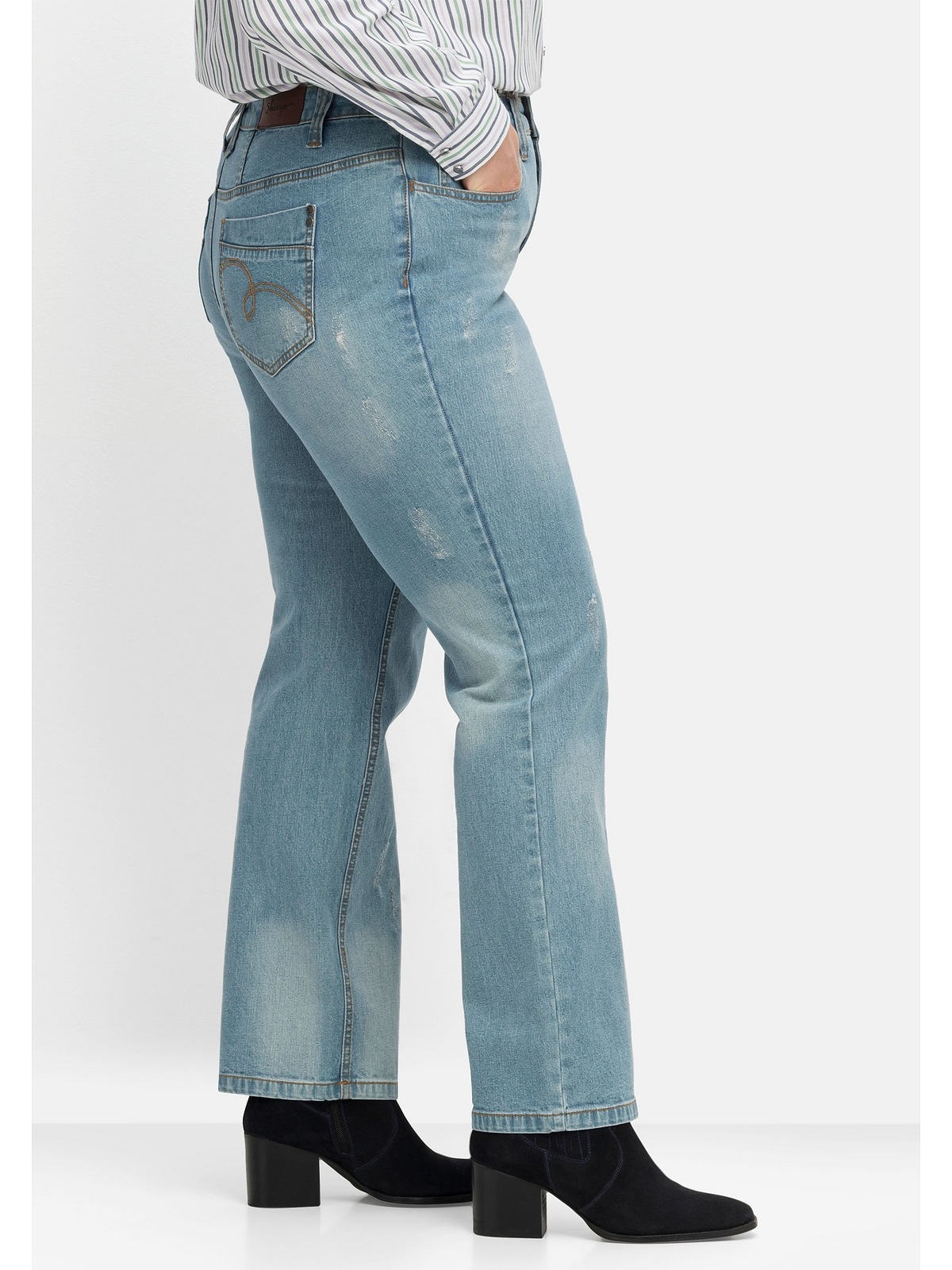 Sheego Gerade Jeans »Große Größen«, mit Destroyed-Effekten, extralang