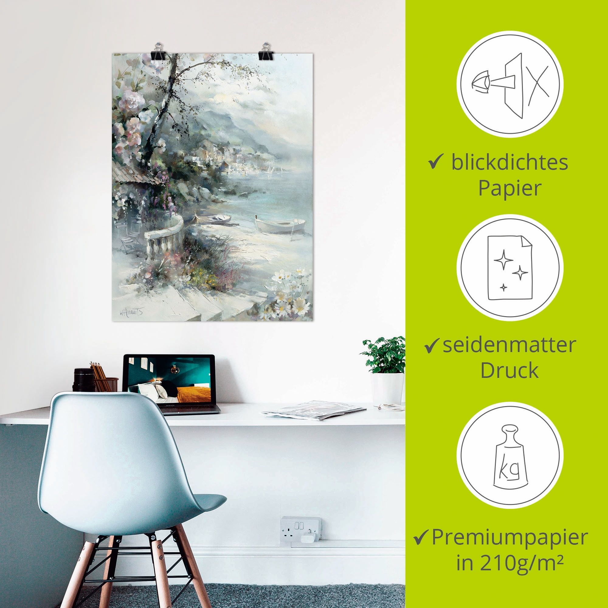 Artland Wandbild »Buchtseite I«, Küste, (1 St.), als Leinwandbild, Poster, Wandaufkleber in verschied. Größen