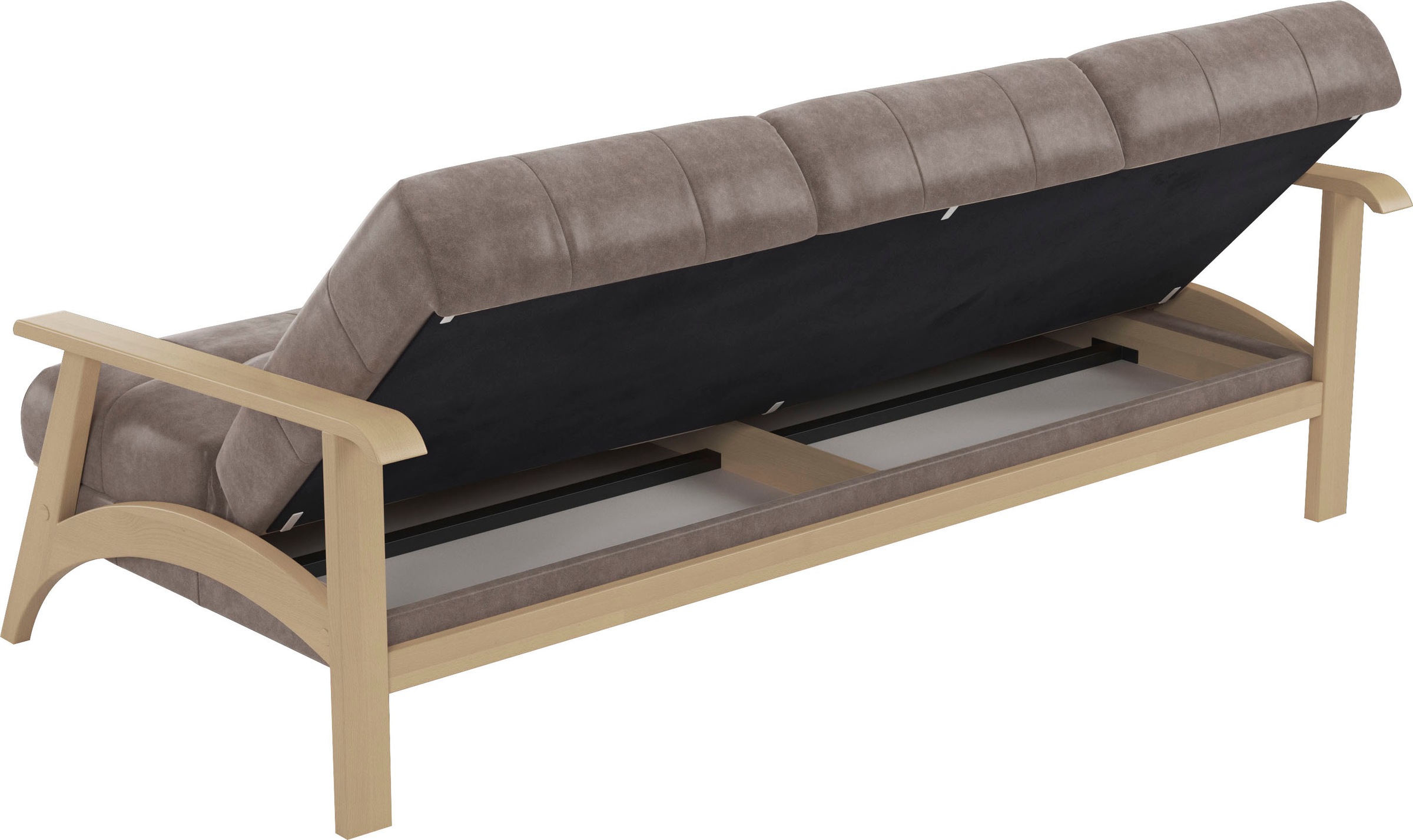 sit&more 3-Sitzer »Billund«, Armlehnen aus Buchenholz in natur, verschiedene Bezüge und Farben