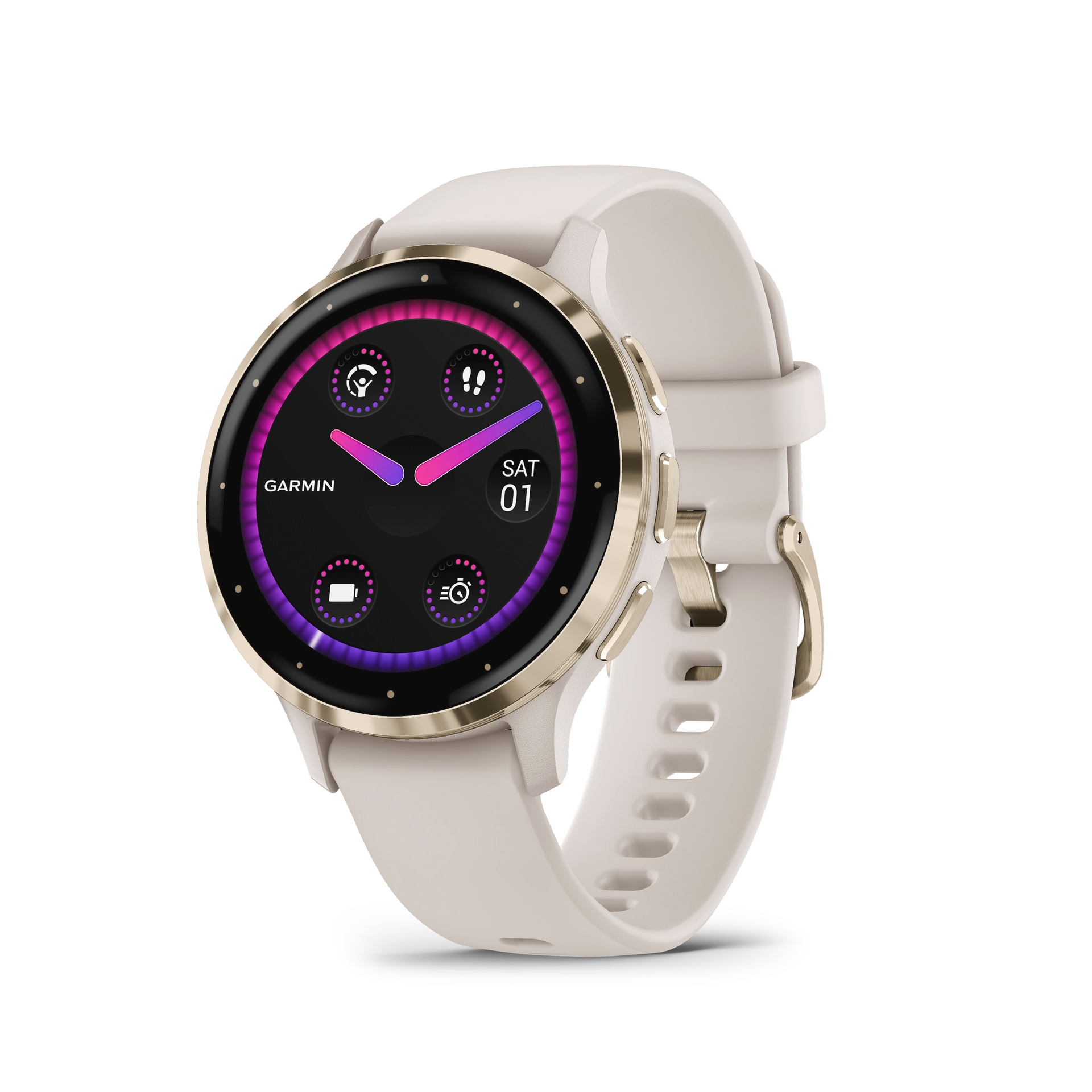 Garmin Venu® 3S /Softgold Mit Schnellwechsel-Silikon-Armband Elfenbein 010-02785-04 - Image 5