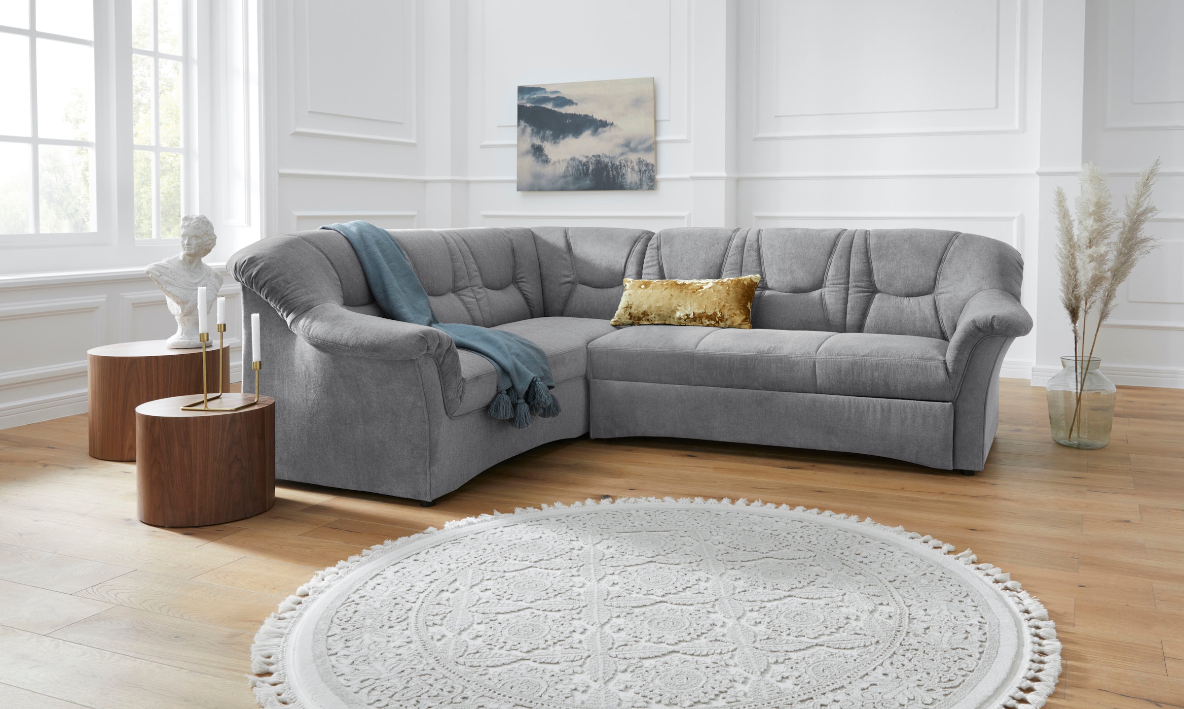 DOMO collection 1100000002199 "SARAFINA 240x190 cm, auch mit Federkern für mehr Sitzkomfort" whlw. mit Bettfunktion, elegantes Design, L-Form