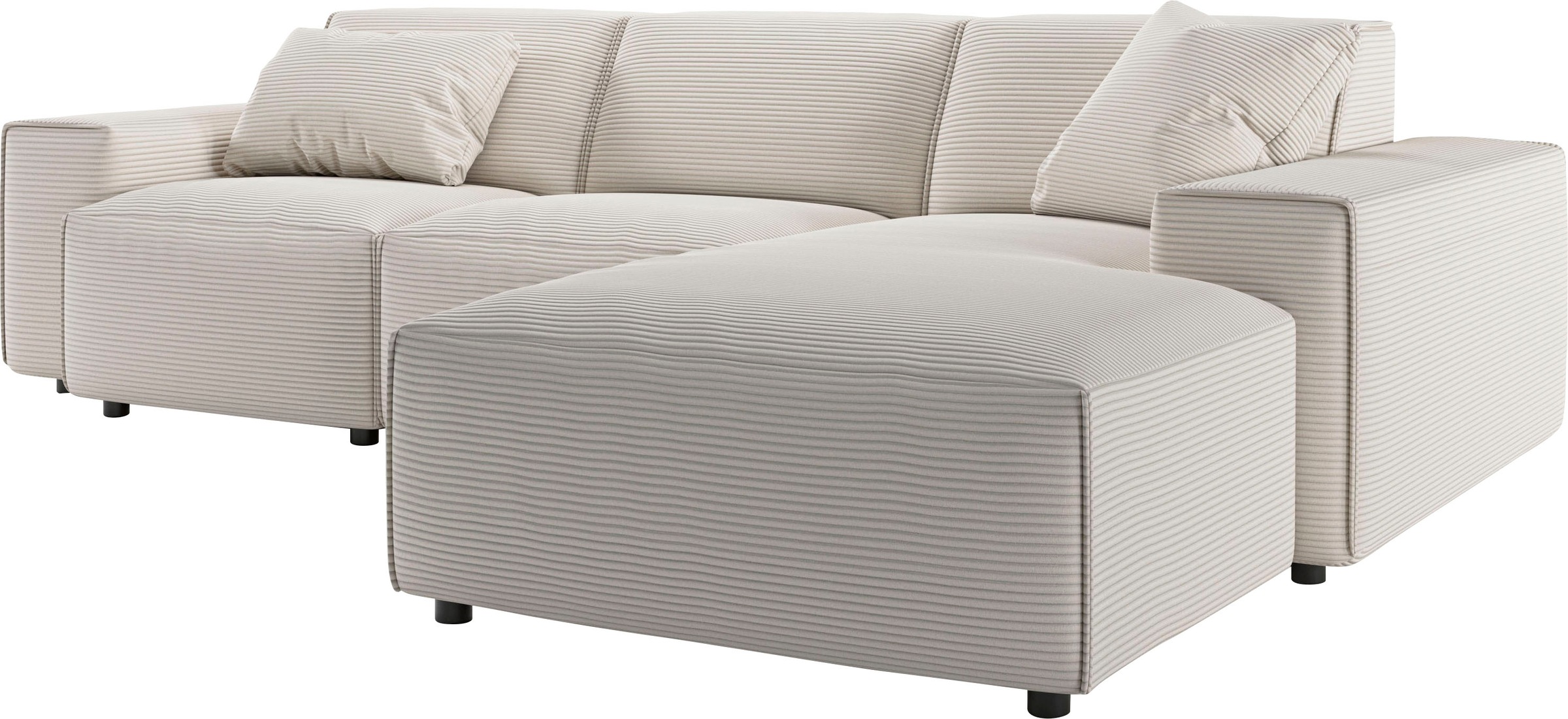 andas Ecksofa »Glimminge L-Form auch in Breitcord, Feincord + Easy care-Bezug,«, Breite 264, Zierkissen