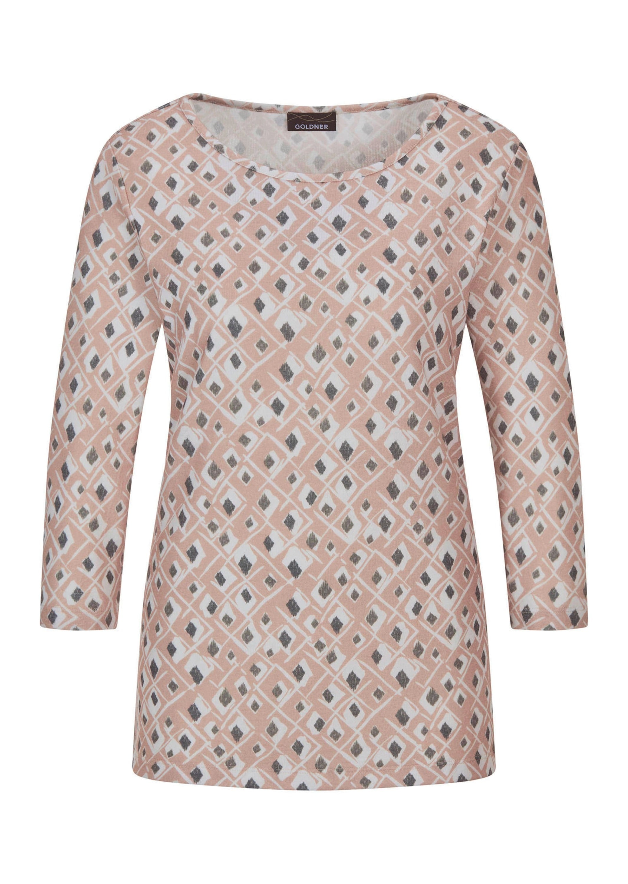 GOLDNER "Halbarm Viskoseshirt im Allover-Design" U-Boot-Ausschnitt