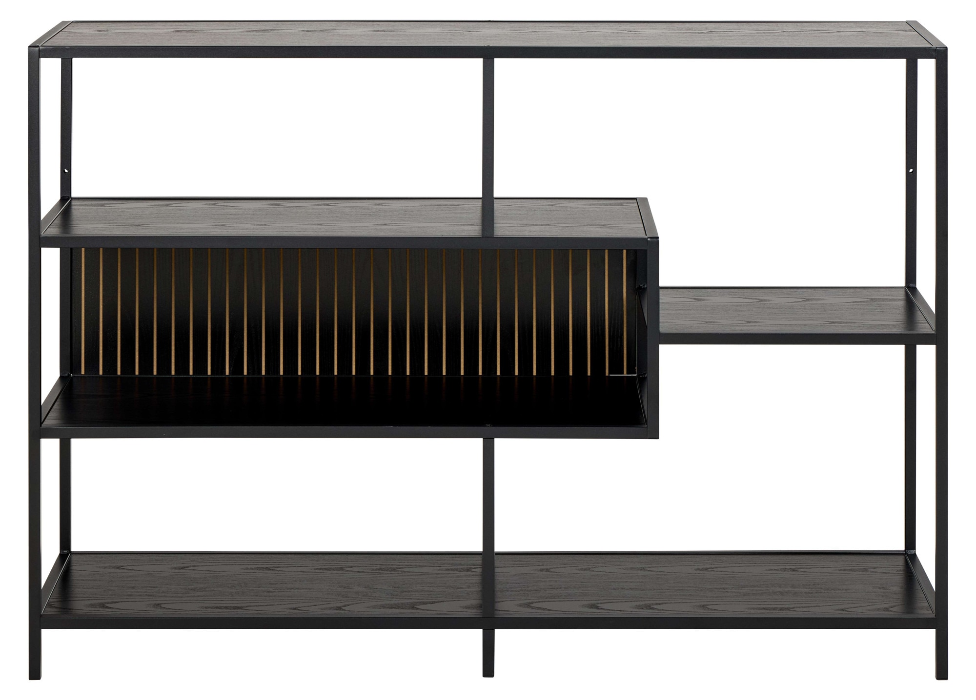 ACTONA GROUP Bücherregal »Seaford, Standregal, Regal, Raumteiler« 114x35x78 cm,  schwarzer Stahlrahmen, 5 Regale, Wendemodul, Breite 114 cm