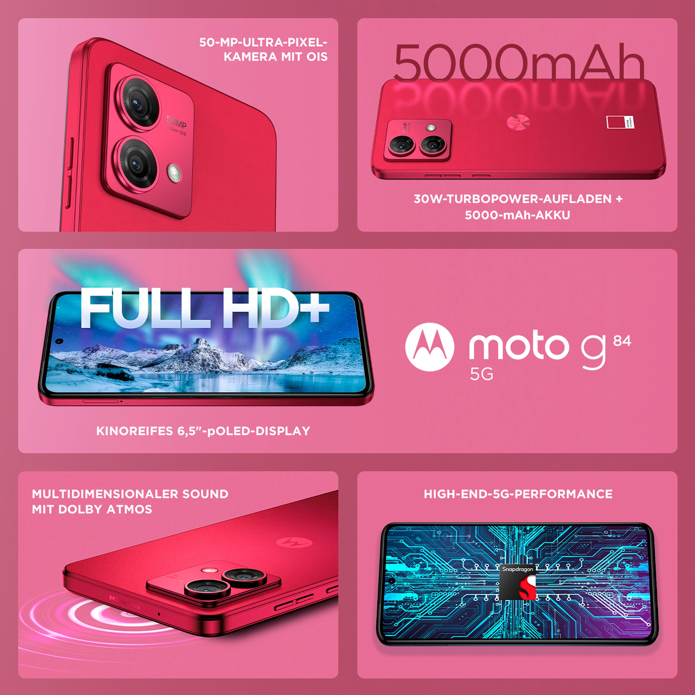 Motorola Smartphone »moto g84 5G«, Viva Magenta