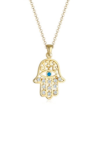 Kette mit Anhänger »Hamsa Evil Eye Kristalle Schutzsymbol 925 Silber«