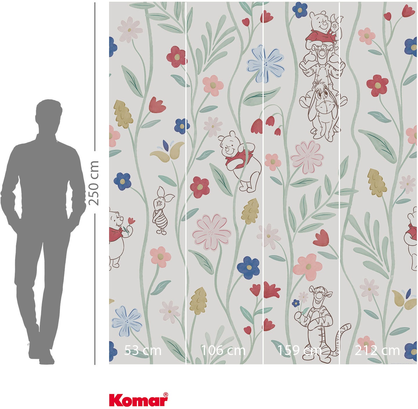 Komar Vliestapete »Disney Winnie the Pooh Blossom Friends« bedruckt glatt Rolle mit 212 x 250 cm