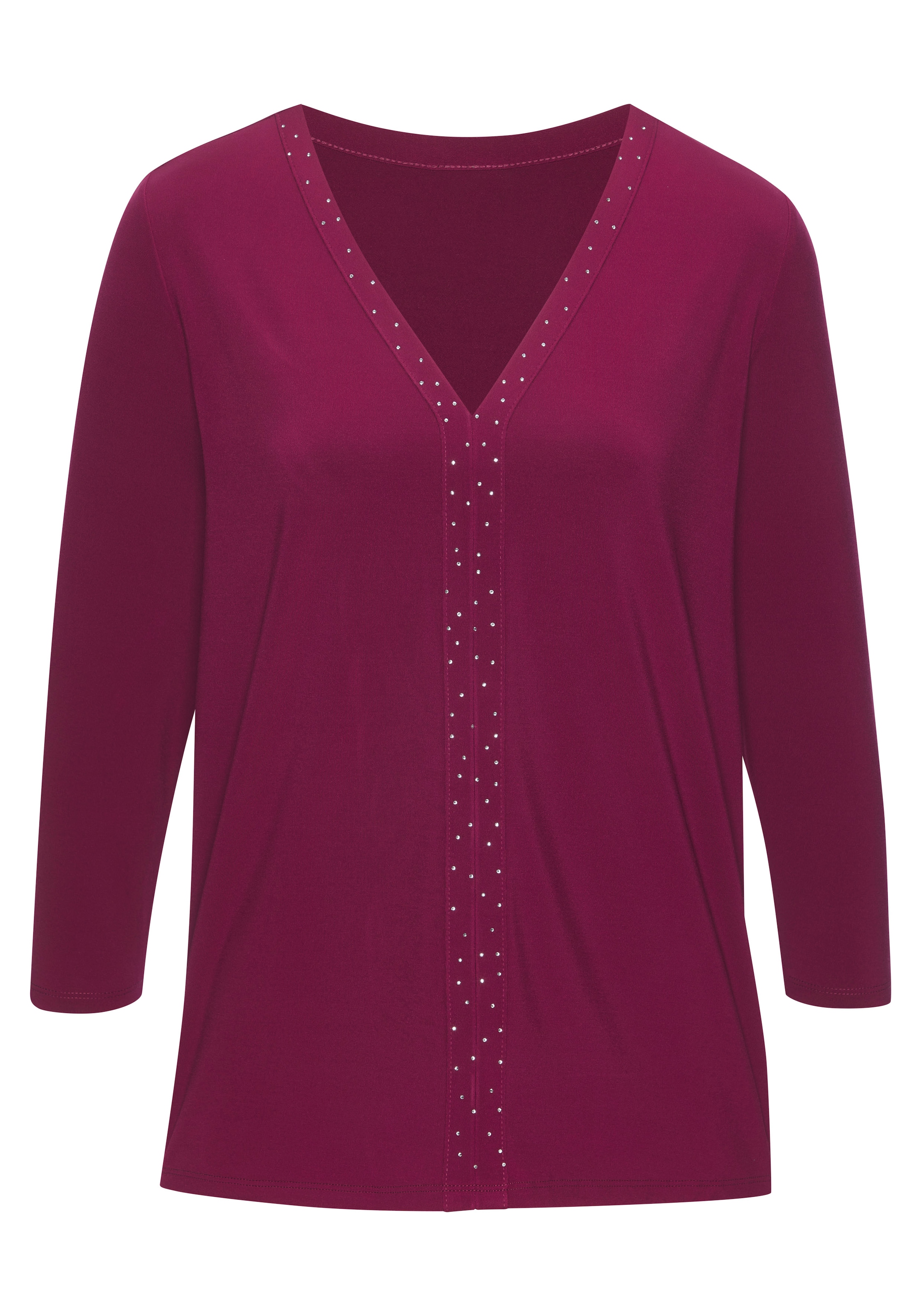 LASCANA 3/4-Arm-Shirt "mit modischen Glitzerdetails", aus bügelfreier Quali günstig online kaufen