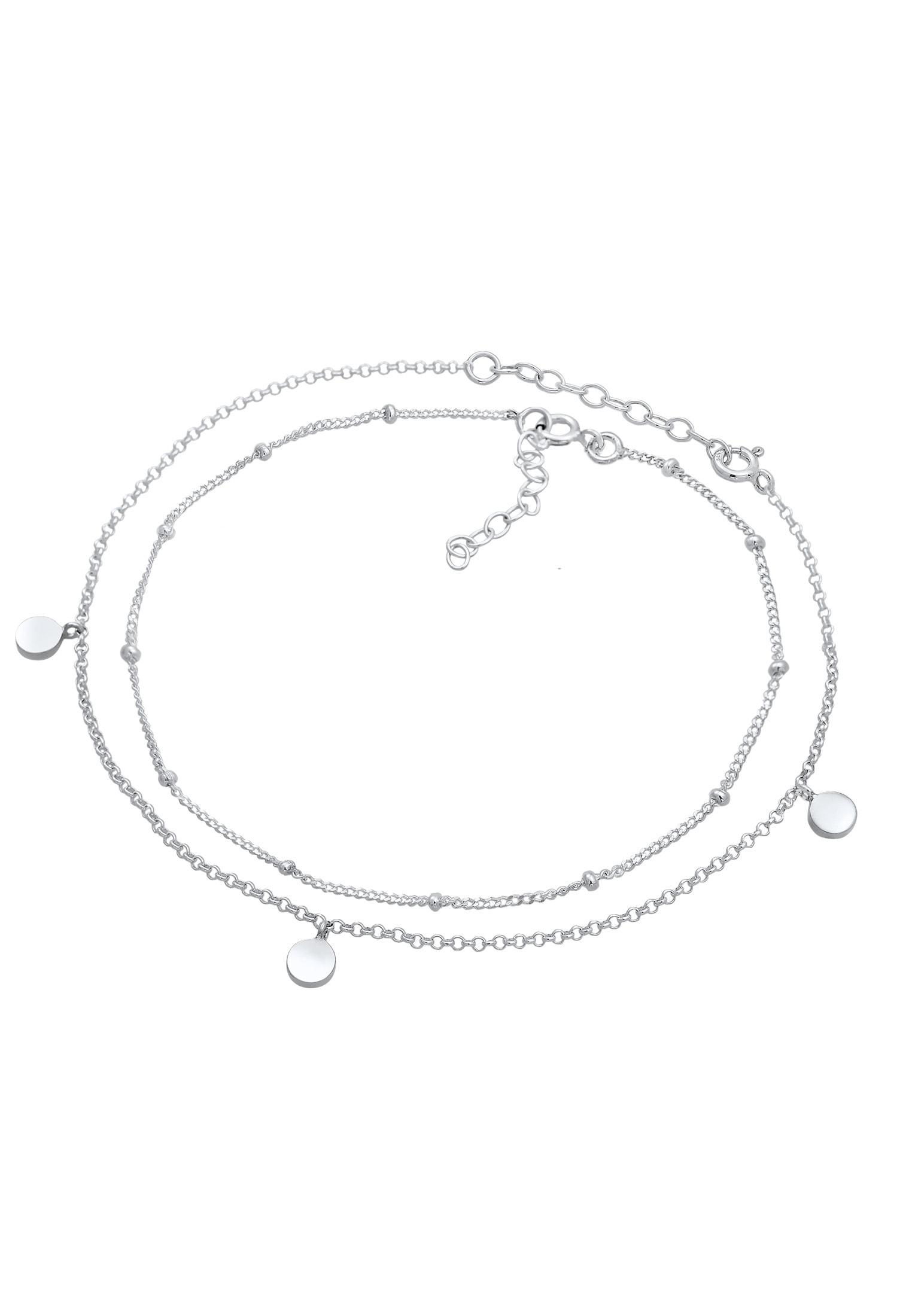 Elli Fußkette »Duo Set Kugelkette Plättchen Sommer 925 Silber«