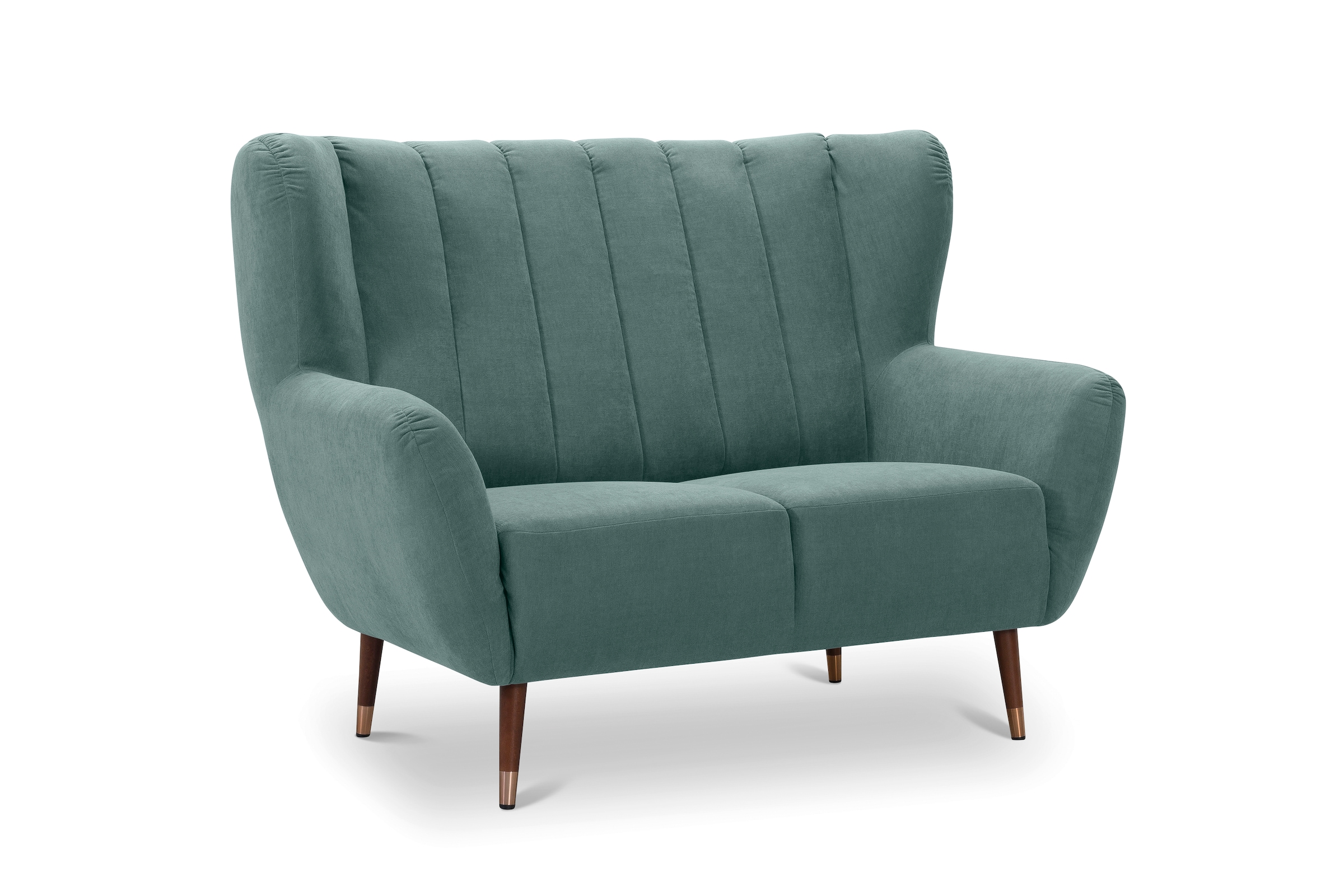 exxpo - sofa fashion 2-Sitzer »Polly, bequem mit hoher Rückenlehne, hohe Füße, Ohrensesselcouch«, Küchensofa, hochwertige Bezugsvarianten und aktuelle Farben