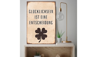 Metallbild »Glücklichsein«, Schriftzüge, (1 St.)