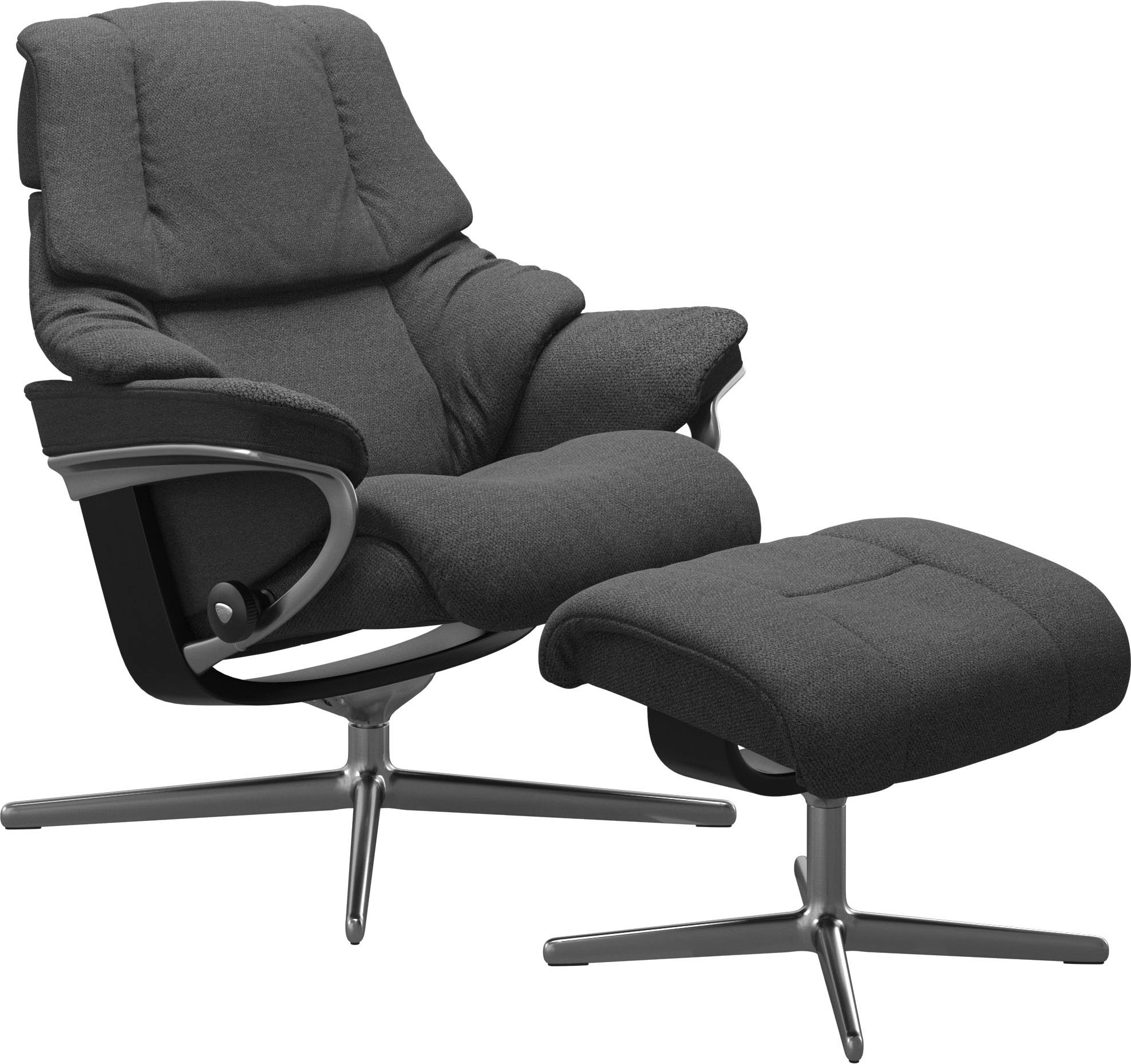 Stressless® Relaxsessel »Reno«, (Set, Relaxsessel mit Hocker), mit Hocker, mit Cross Base, Größe S, M & L, Holzakzent Schwarz