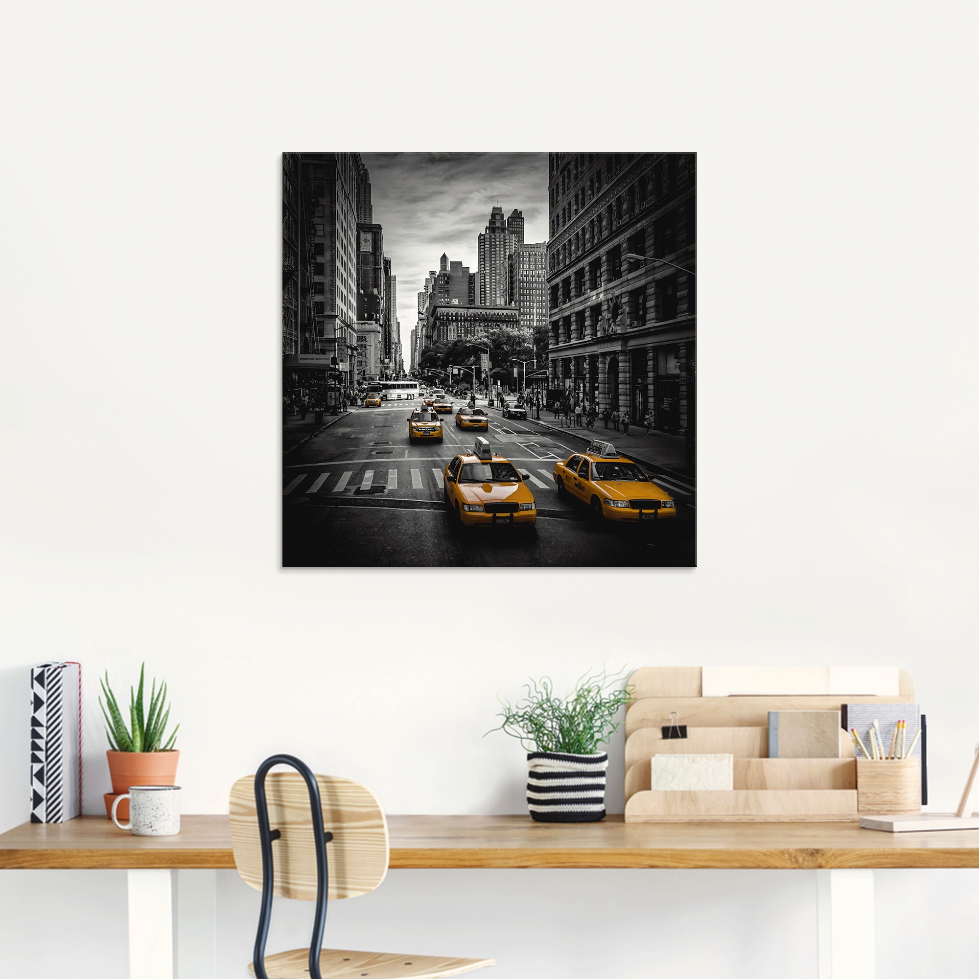 Glasbild ARTLAND "New York City Verkehr 5th Avenue", schwarz (farbe bild(er): schwarz), B:20cm H:20cm, Bilder, in verschiedenen Größen 2