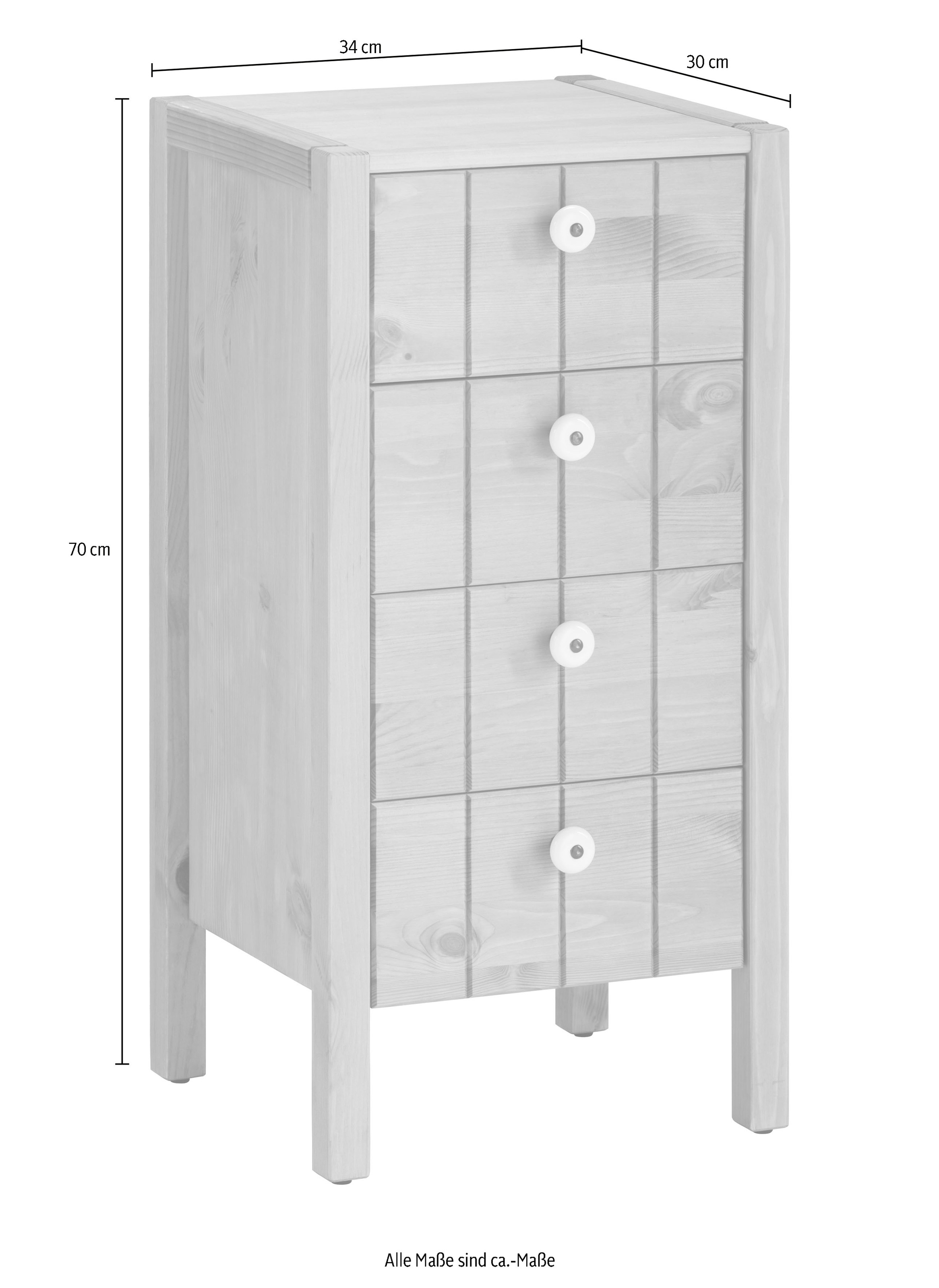 Home affaire Midischrank »Tina«, Badmöbel, Kommode, Schrank, Breite 31,5 cm, Massivholz