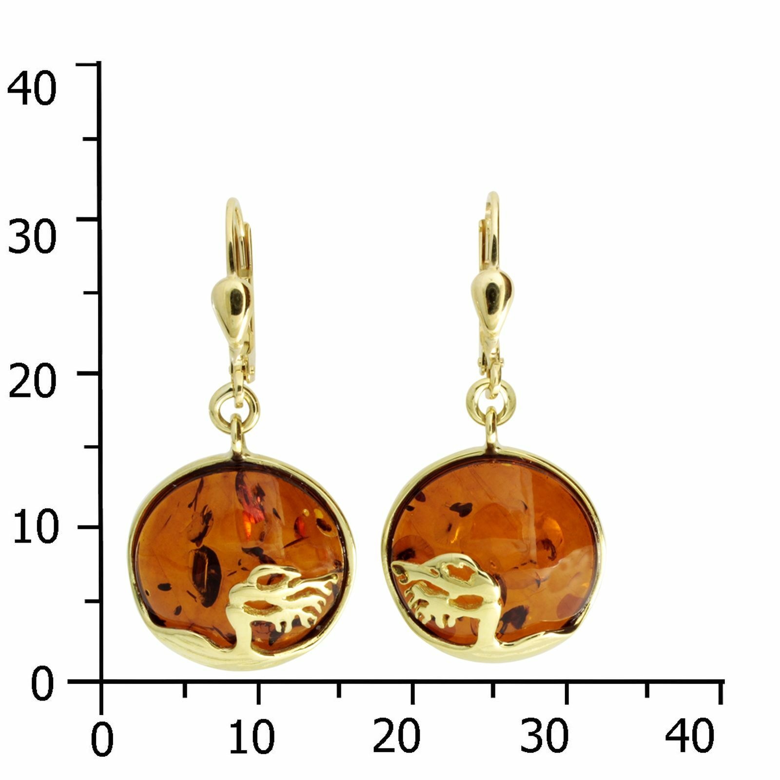 Paar Ohrhänger OSTSEE-SCHMUCK "Ostsee-Schmuck Ohrhänger Windflüchter 16 mm", gelb, Ohrringe, Damen, 34 x 16mm, Gelbgold 333 2