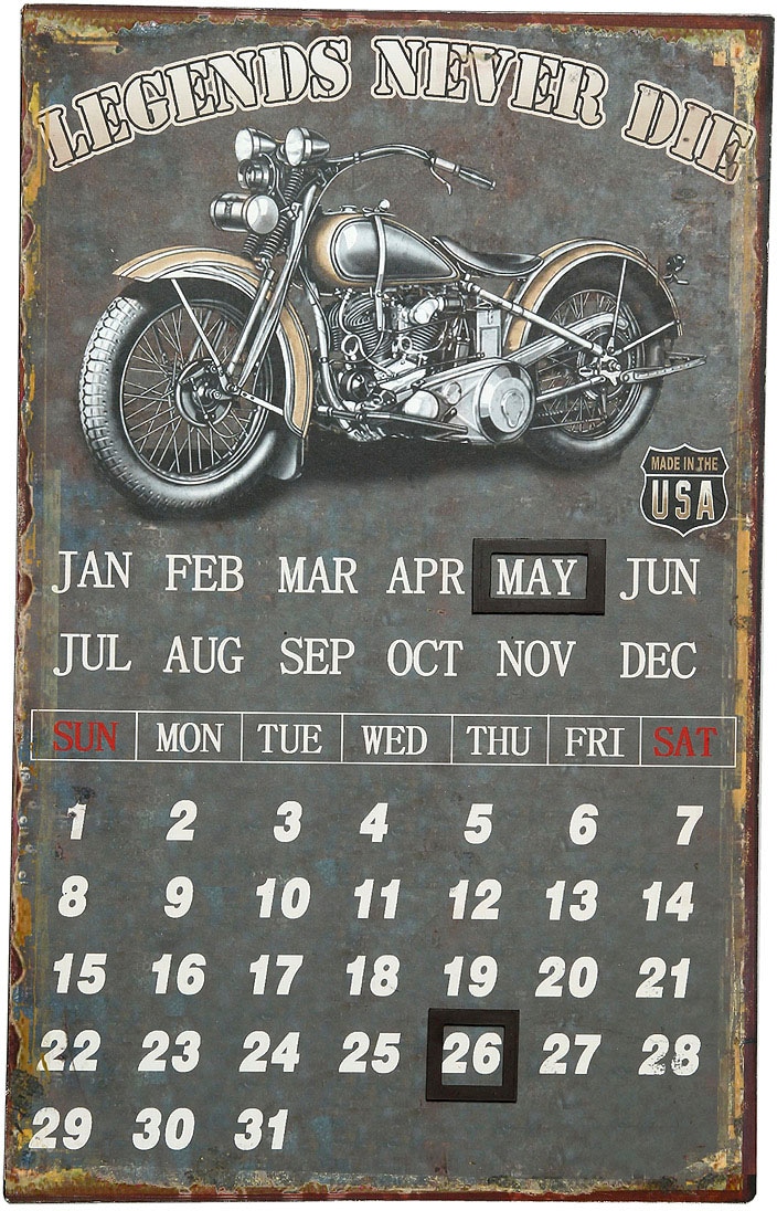 Metallbild »Metallbild Kalender - Biker 25x40cm«, (1 St.)