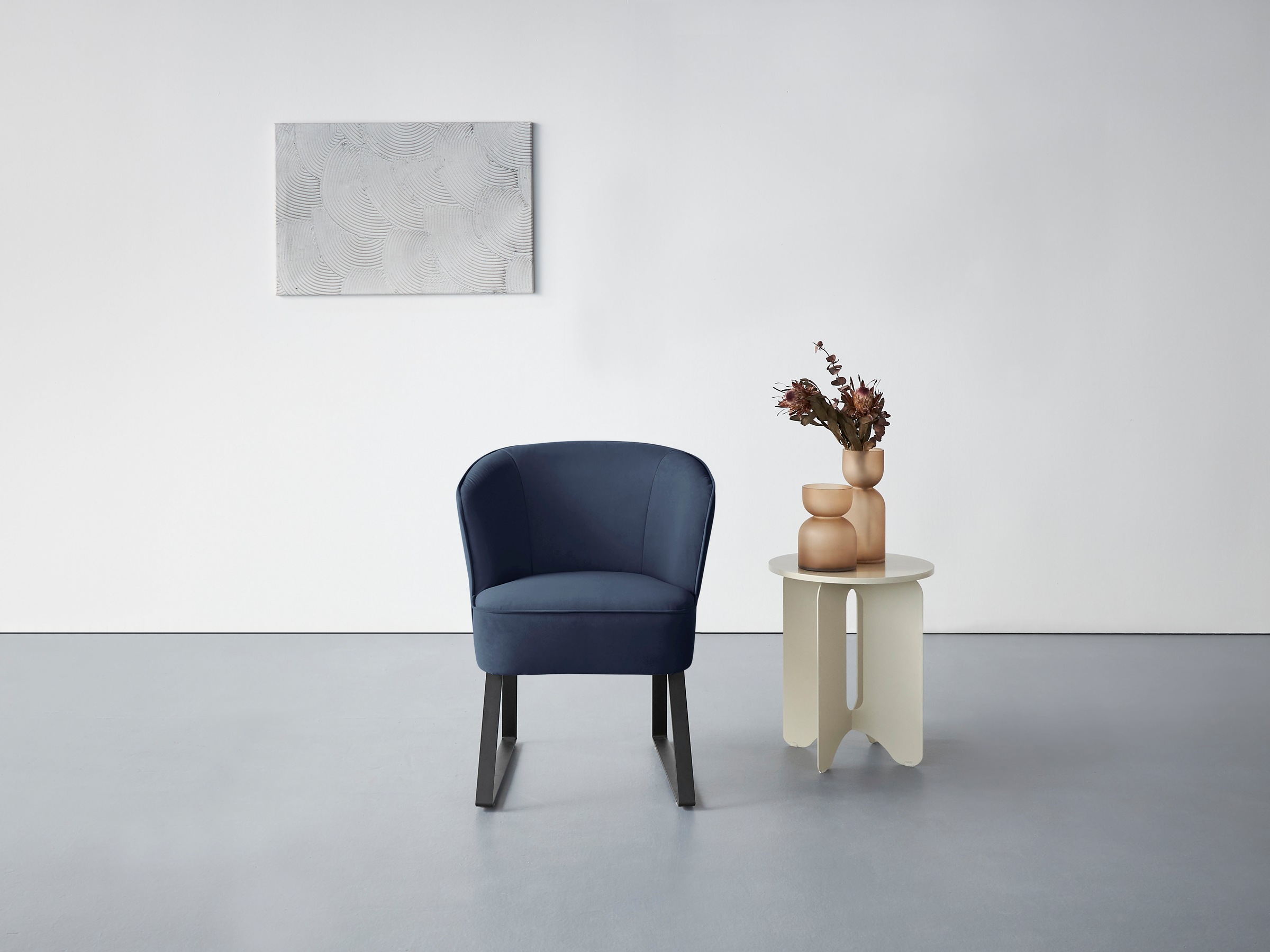 exxpo - sofa fashion Sessel »Americano, Loungesessel«, mit Keder und Metallfüßen, Bezug in verschiedenen Qualitäten, 1 Stck.