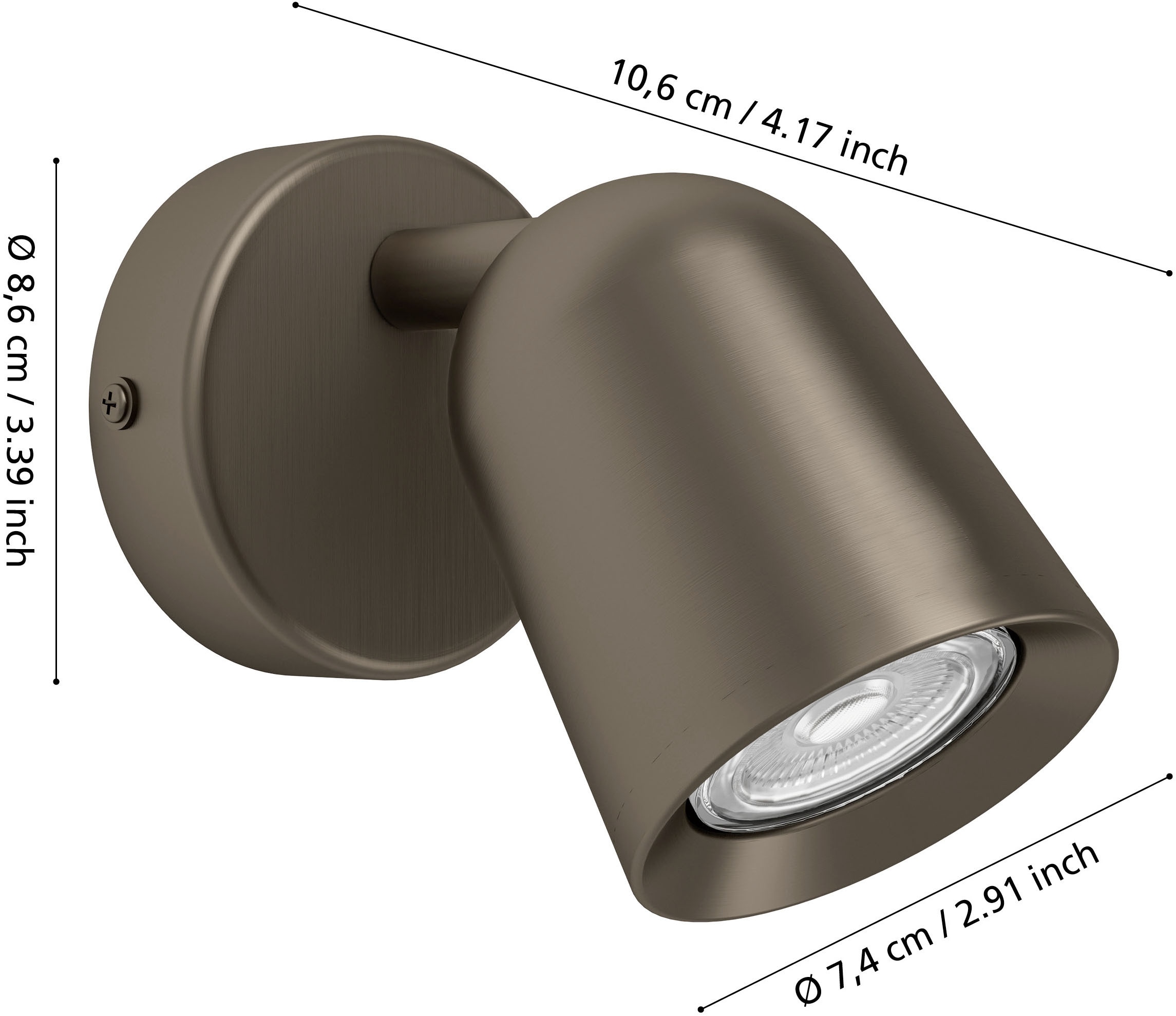 EGLO Deckenleuchte »CAMALDOLI Spotlampe - Stahl - GU10 - 1X5W - IP20« GU10 1 Stk. Wandleuchte, Wandspot, schwenkbar, Strahler, L8,5 x H11 x AL10,5 cm