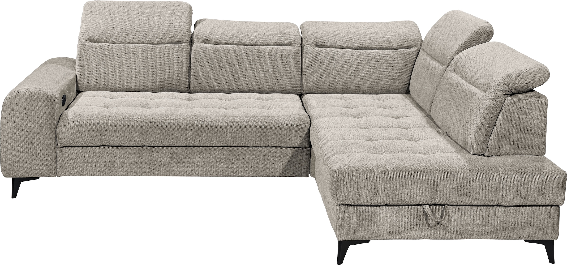 ED EXCITING DESIGN Ecksofa »Rockdale L-Form mit Bettfunktion, Bettkasten«, Kopfteilverstellung, Sitztiefenverstellung & USB-Port