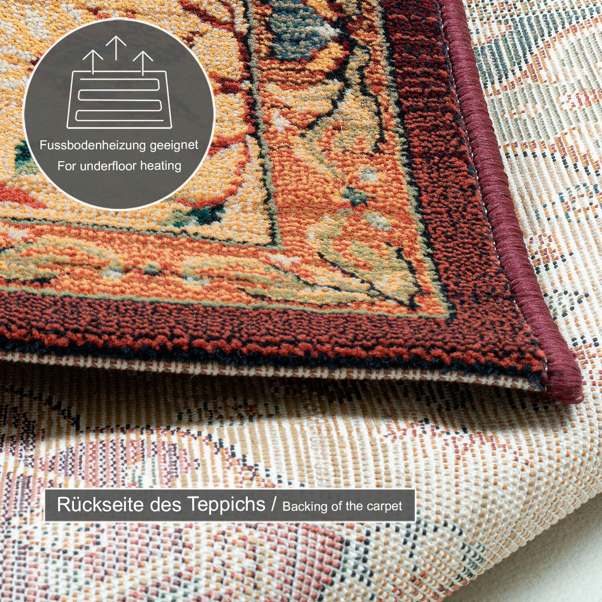 Teppich THEKO "Gabiro 208" Gr. 12, rot, B:80cm H:10mm L:300cm, Kunstfaser, Teppiche, Teppich, Orient-Optik, ideal im Wohnzimmer & Schlafzimmer 3